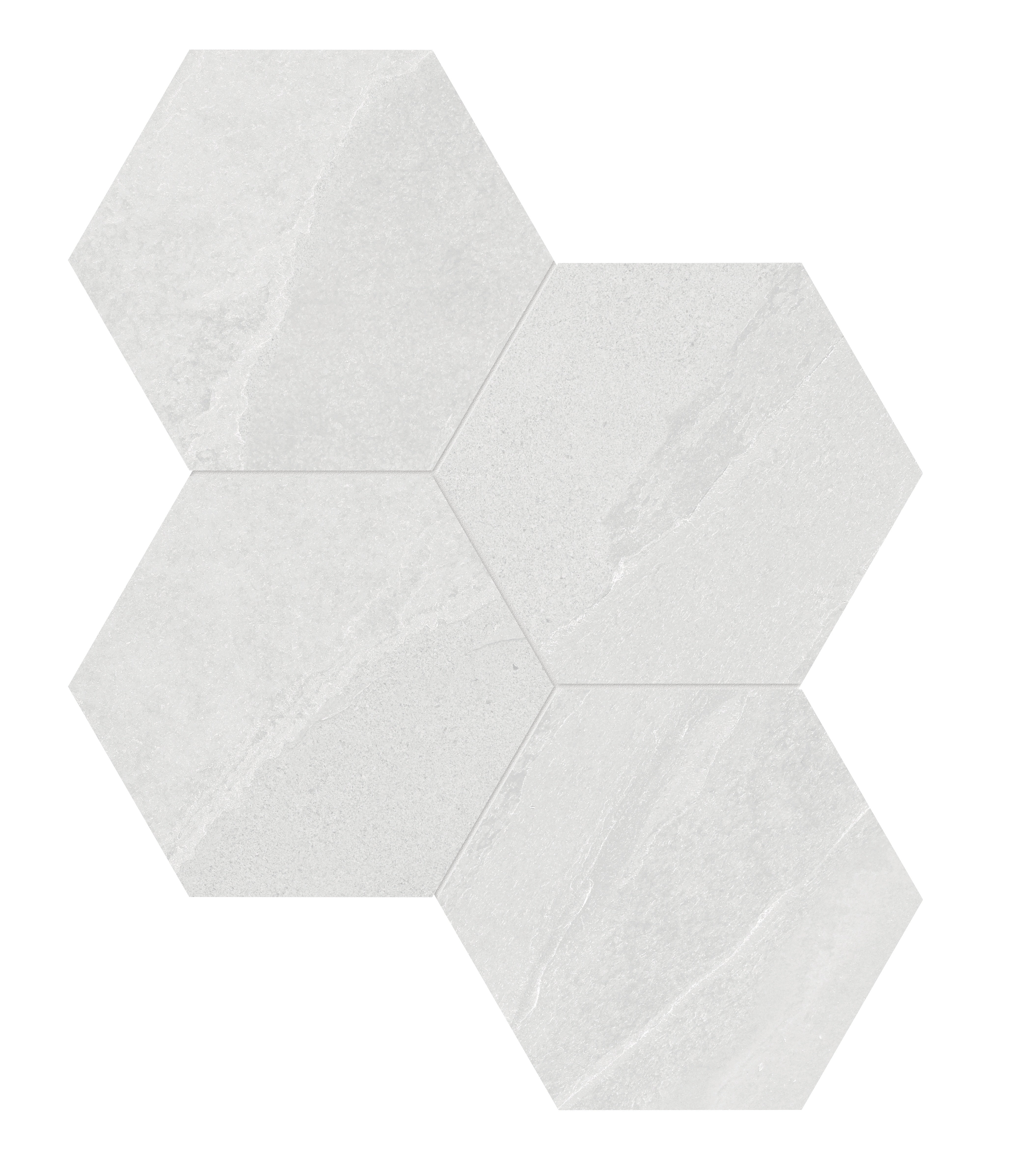 Nord Lithium porcelain mosaic by Anatolia, top-down product view, 9 31/32"×11 1/2"×11/32" size. Turkish porcelain for floors and walls.