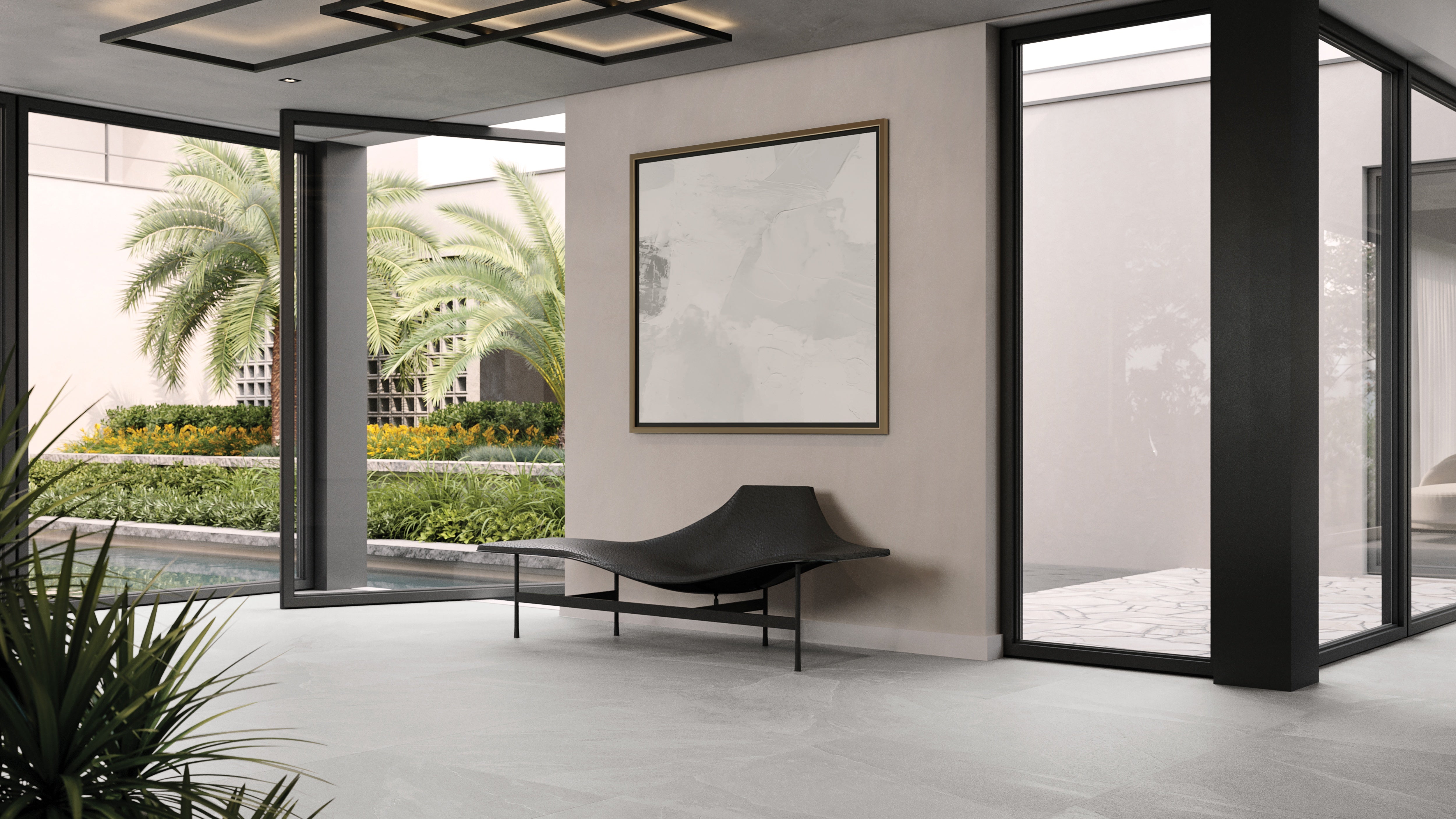 Nord Lithium porcelain trim by Anatolia, top-down product view, 3"×24"×11/32" size. Turkish porcelain for floors and walls.