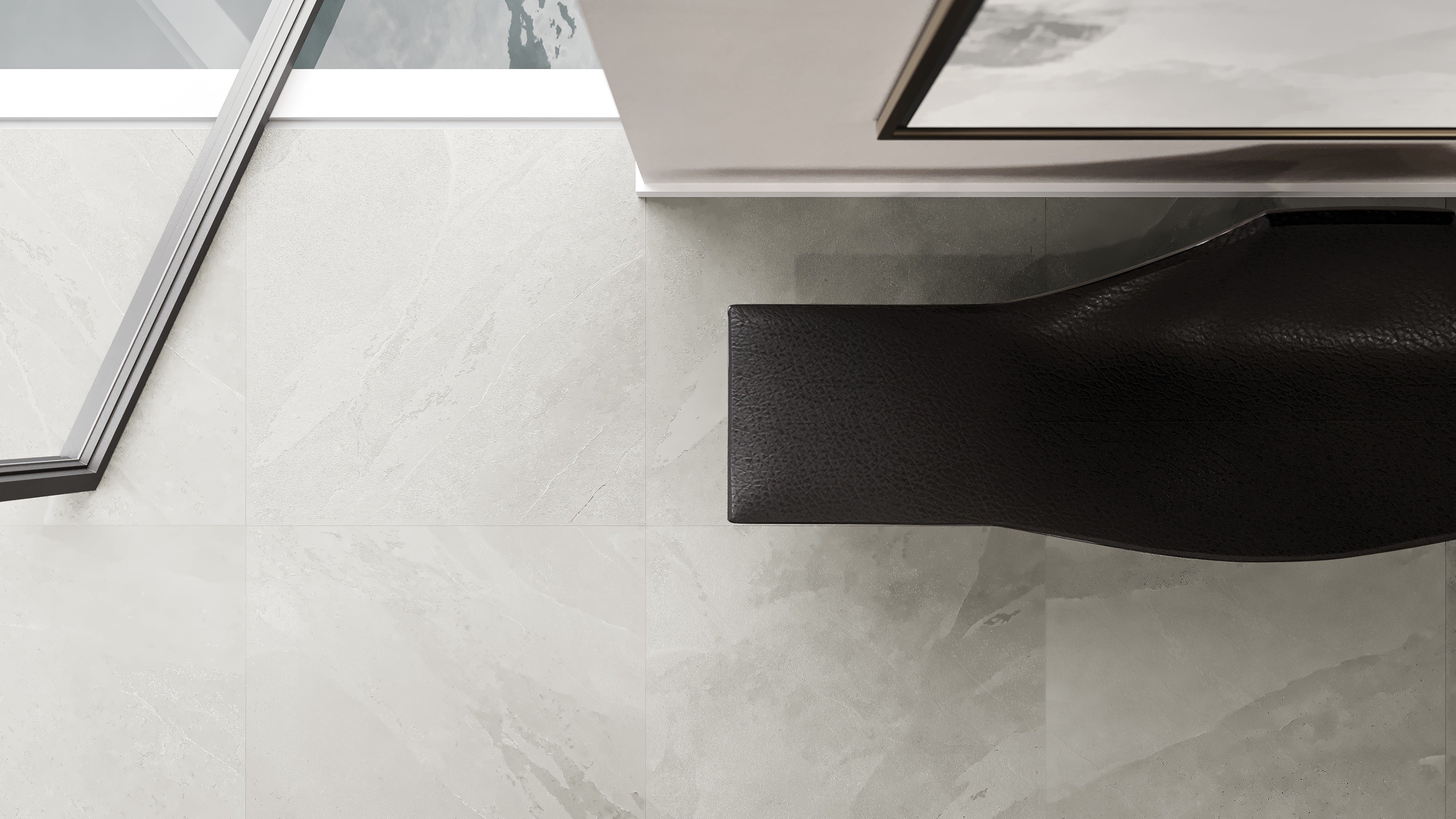 Nord Lithium porcelain trim by Anatolia, top-down product view, 3"×24"×11/32" size. Turkish porcelain for floors and walls.
