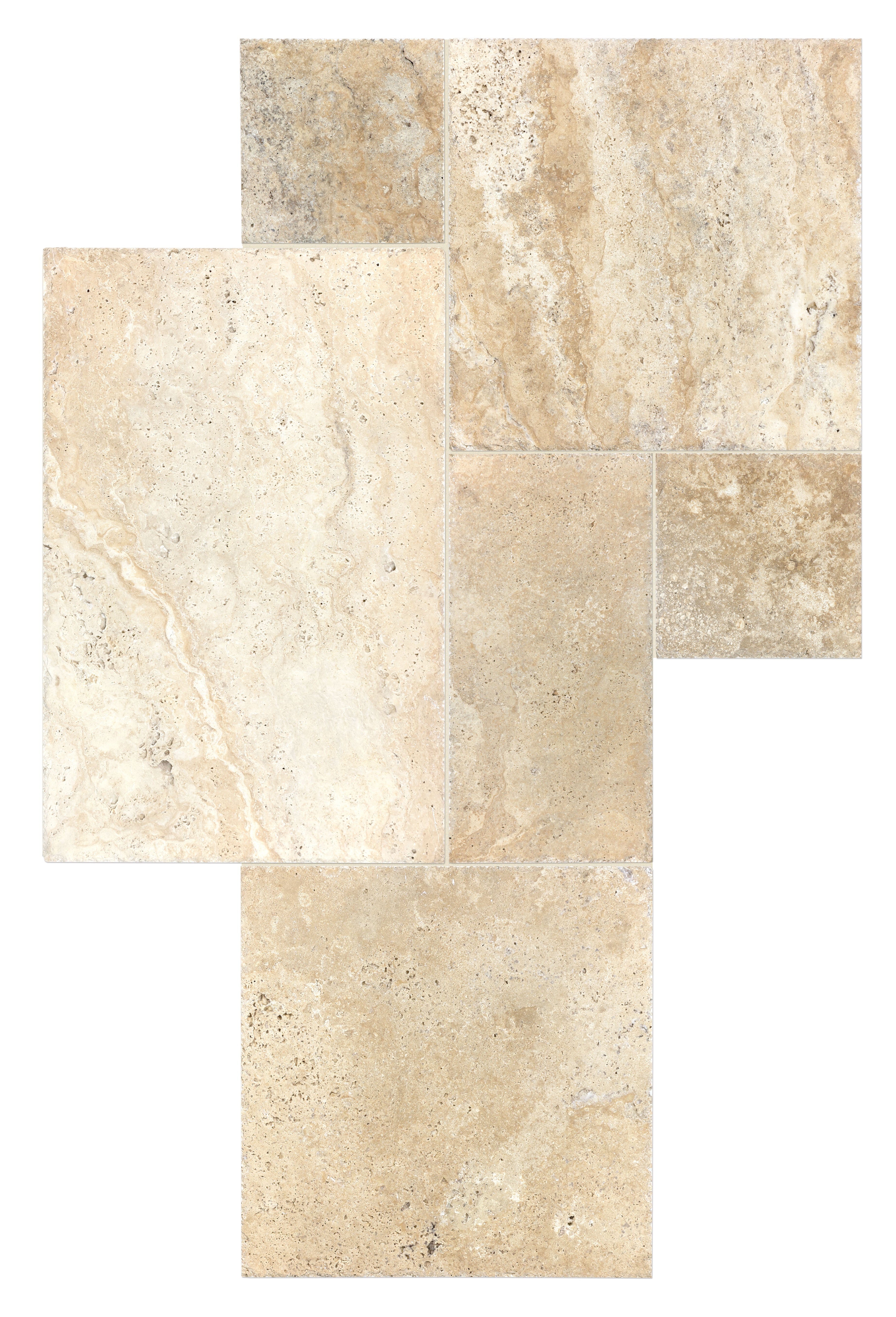 PICASSO: Travertine Field Tile (8"×15/32" | Brushed | Chiseled Rectified)
