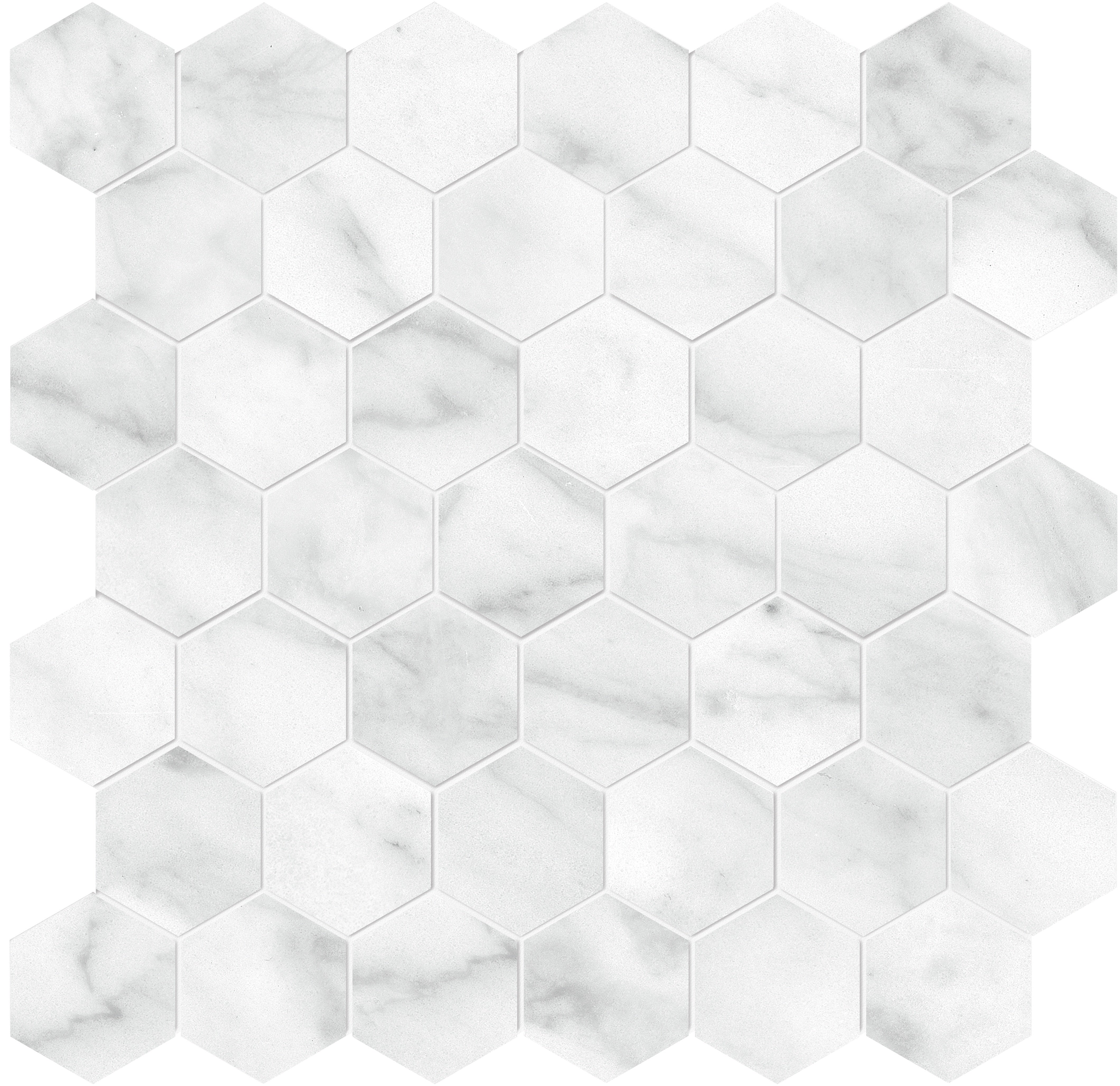 Plata Carrara Abisso porcelain mosaic by Anatolia, top-down product view, 11 23/32"×11 27/32"×11/32" size. Indian porcelain for floors and walls.