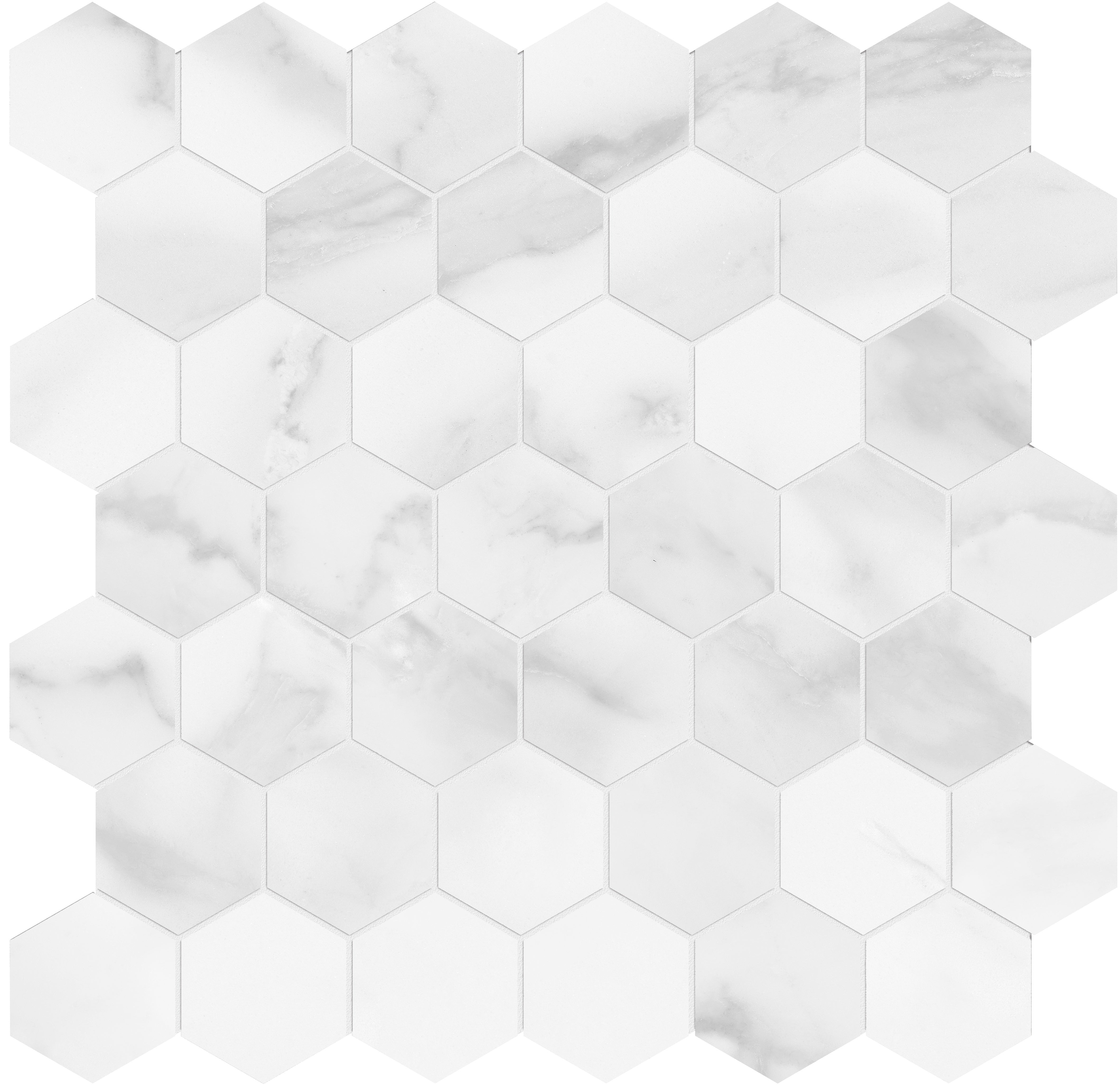 Plata Statuario Brina porcelain mosaic by Anatolia, top-down product view, 11 23/32"×11 27/32"×11/32" size. Indian porcelain for floors and walls.