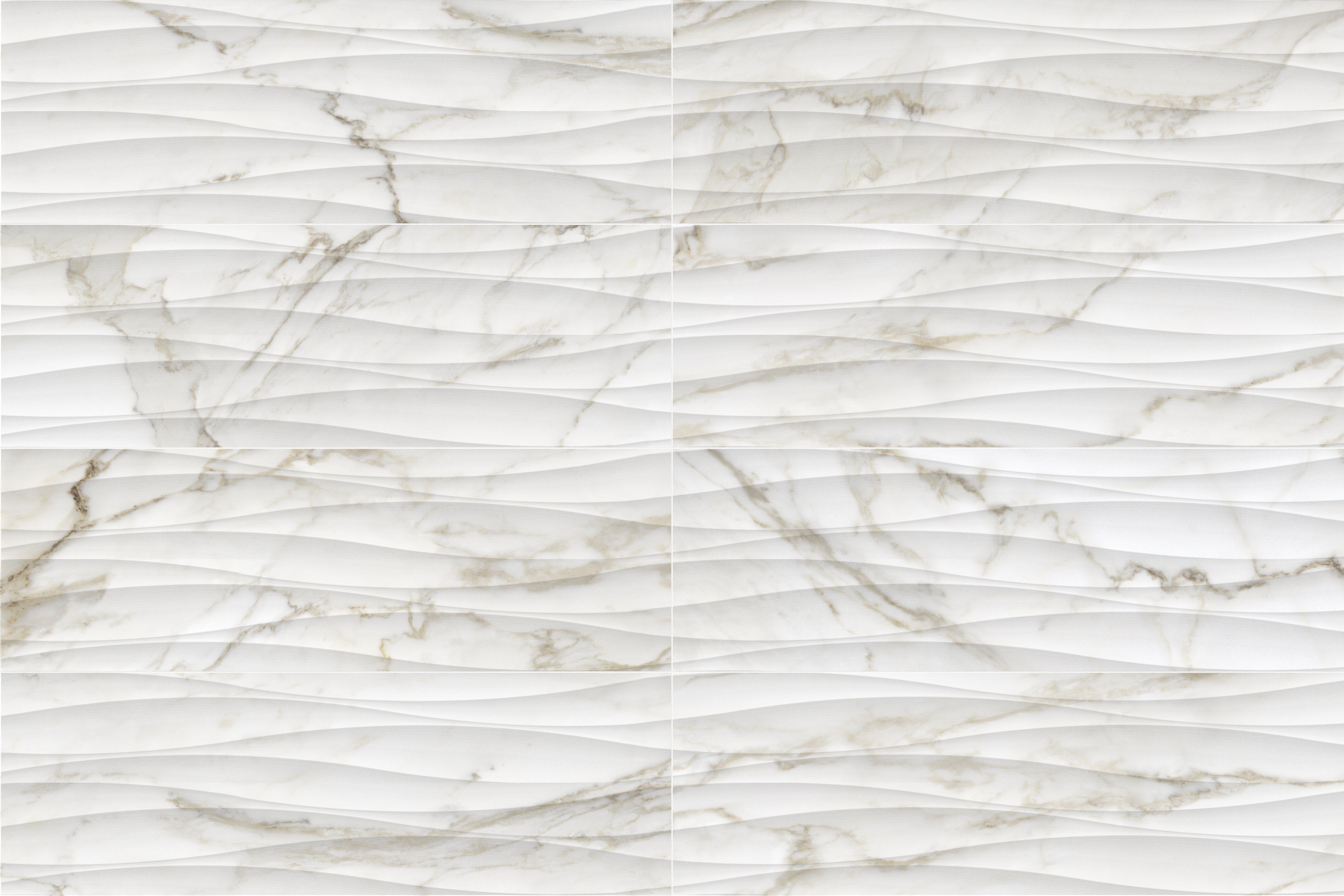 Raffino Calacatta Dolce ceramic field tile by Anatolia, top-down product view, 12"×36"×3/8" size. Turkish ceramic for floors and walls.