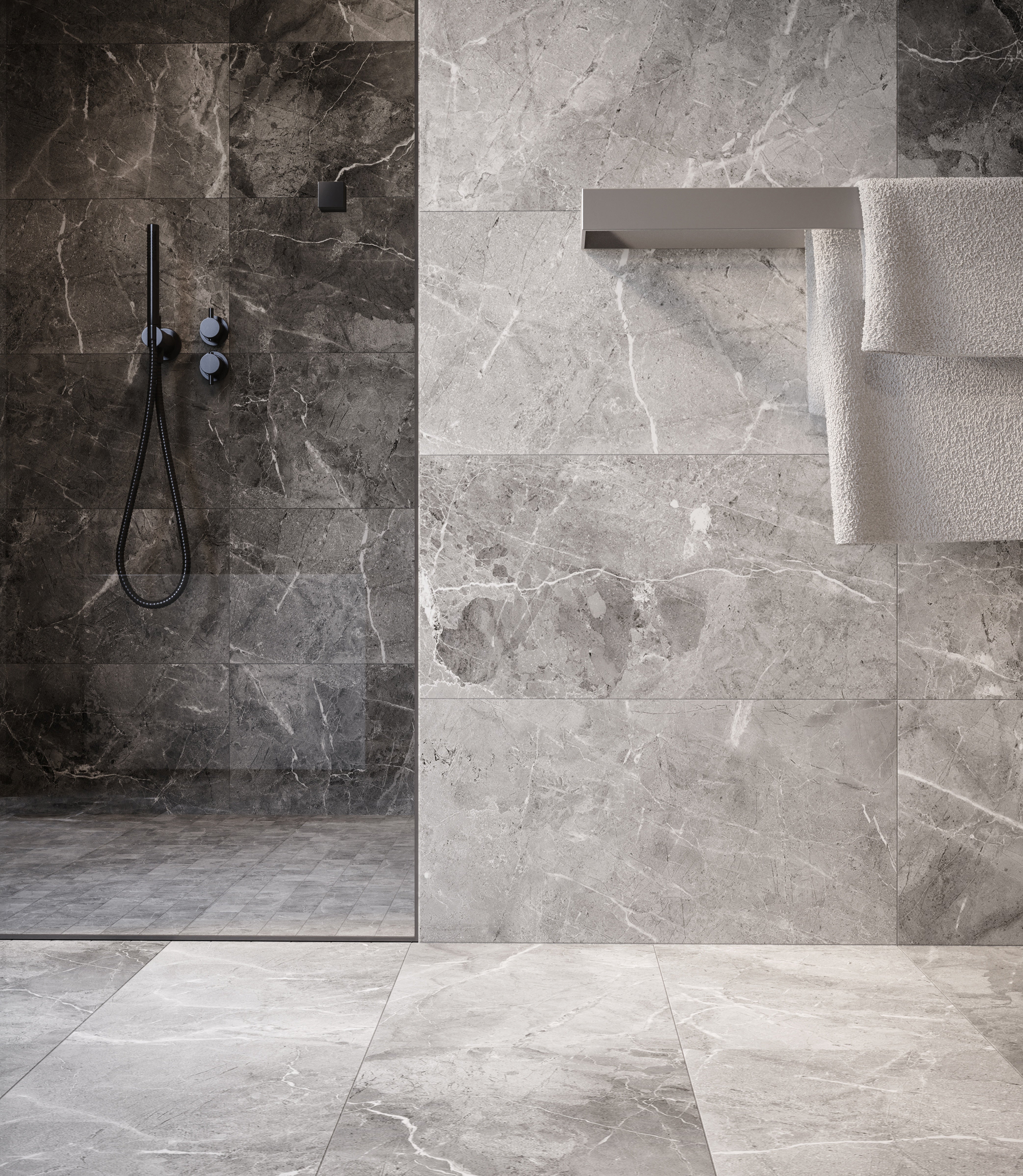 Regency Carbon porcelain trim by Anatolia, top-down product view, 3"×12"×11/32" size. Turkish porcelain for floors and walls.