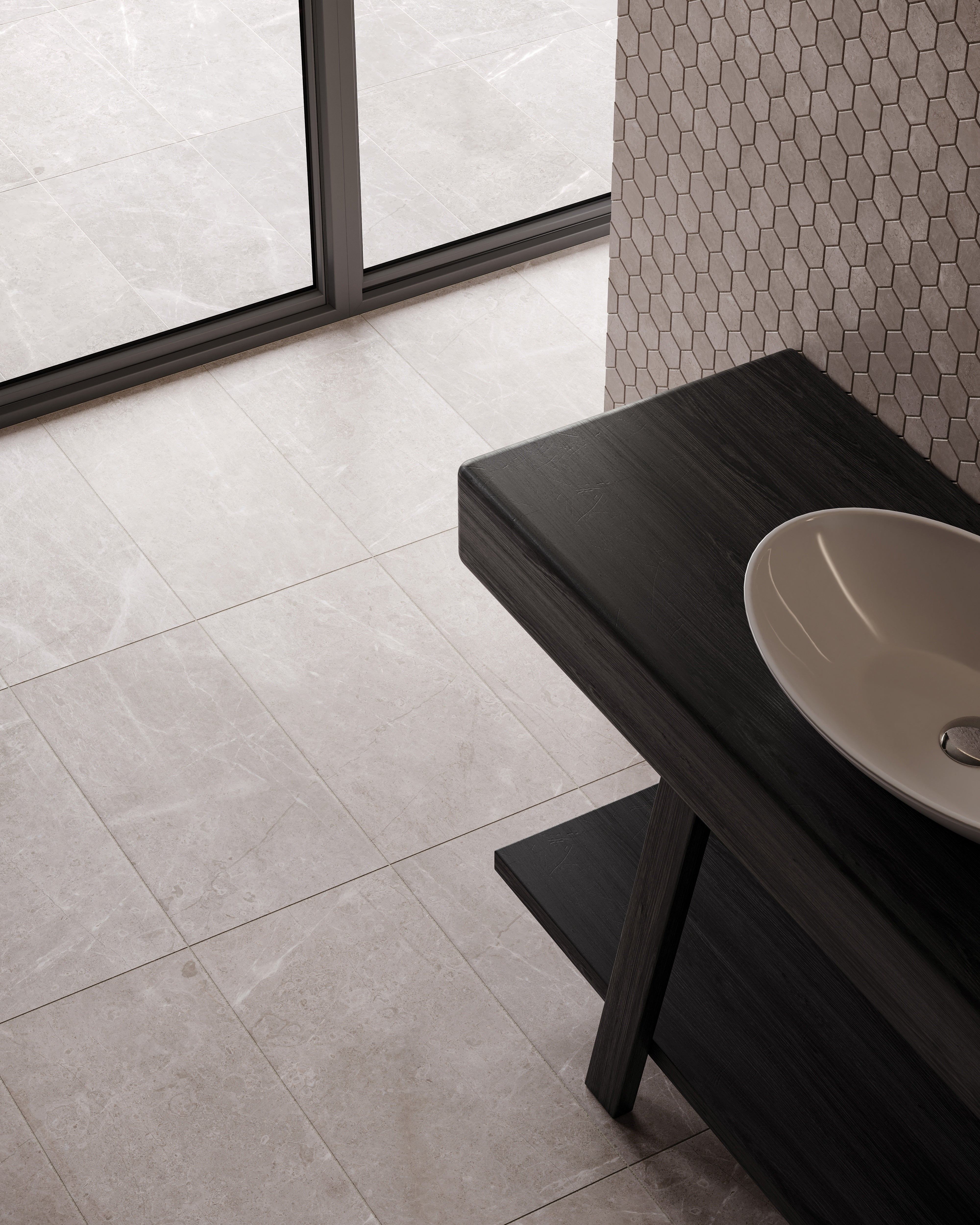 Ritz Gray marble trim by Anatolia, top-down product view, 1/2"×12"×5/8" size. Turkish marble for floors and walls.