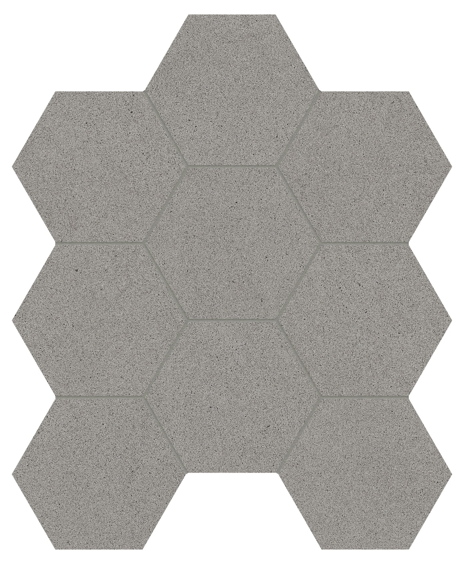 Serena Dusk porcelain mosaic by Anatolia, top-down product view, 9 7/8"×11 3/8"×11/32" size. Turkish porcelain for floors and walls.