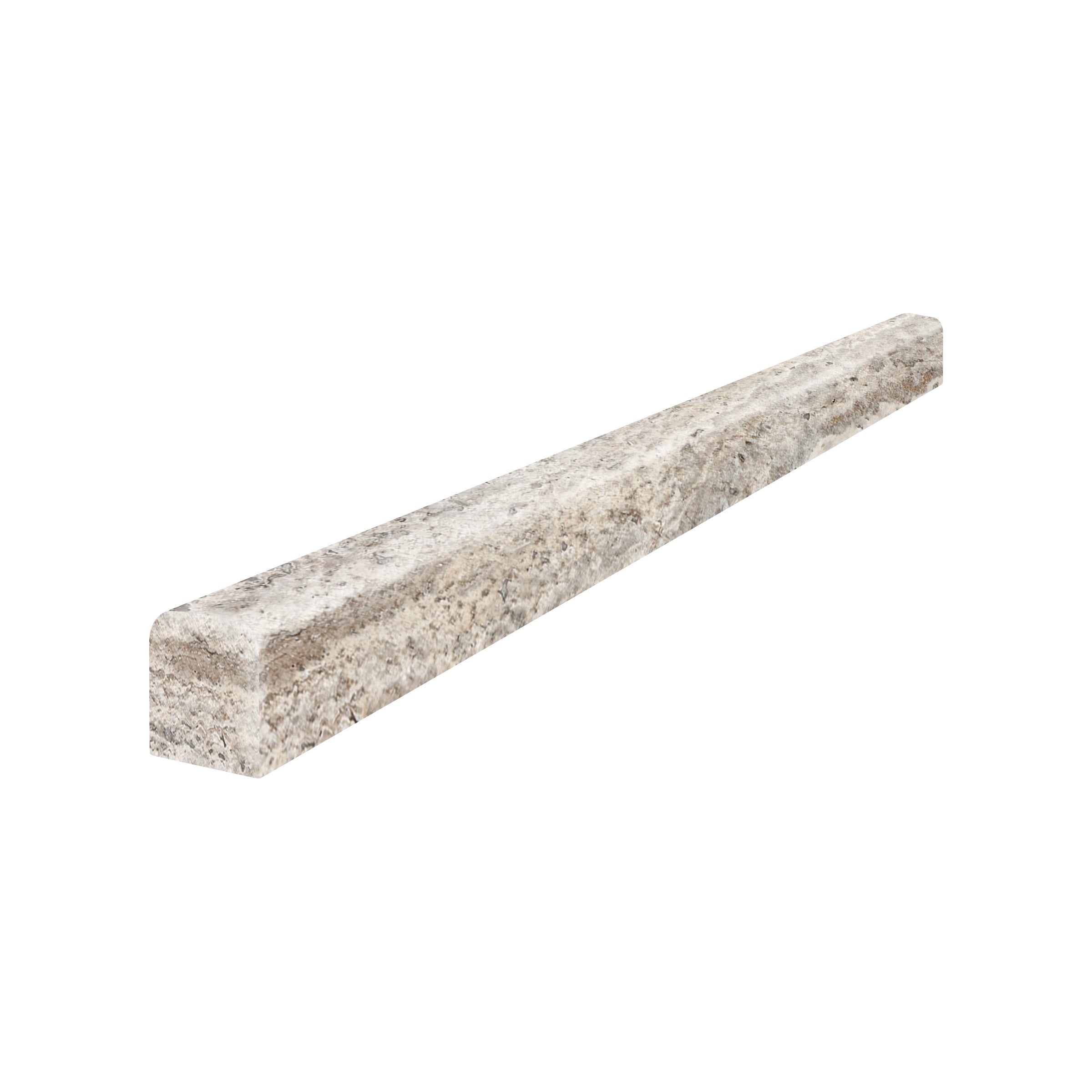 Silver Ash travertine trim by Anatolia, top-down product view, 1/2"×12"×5/8" size. Turkish travertine for floors and walls.