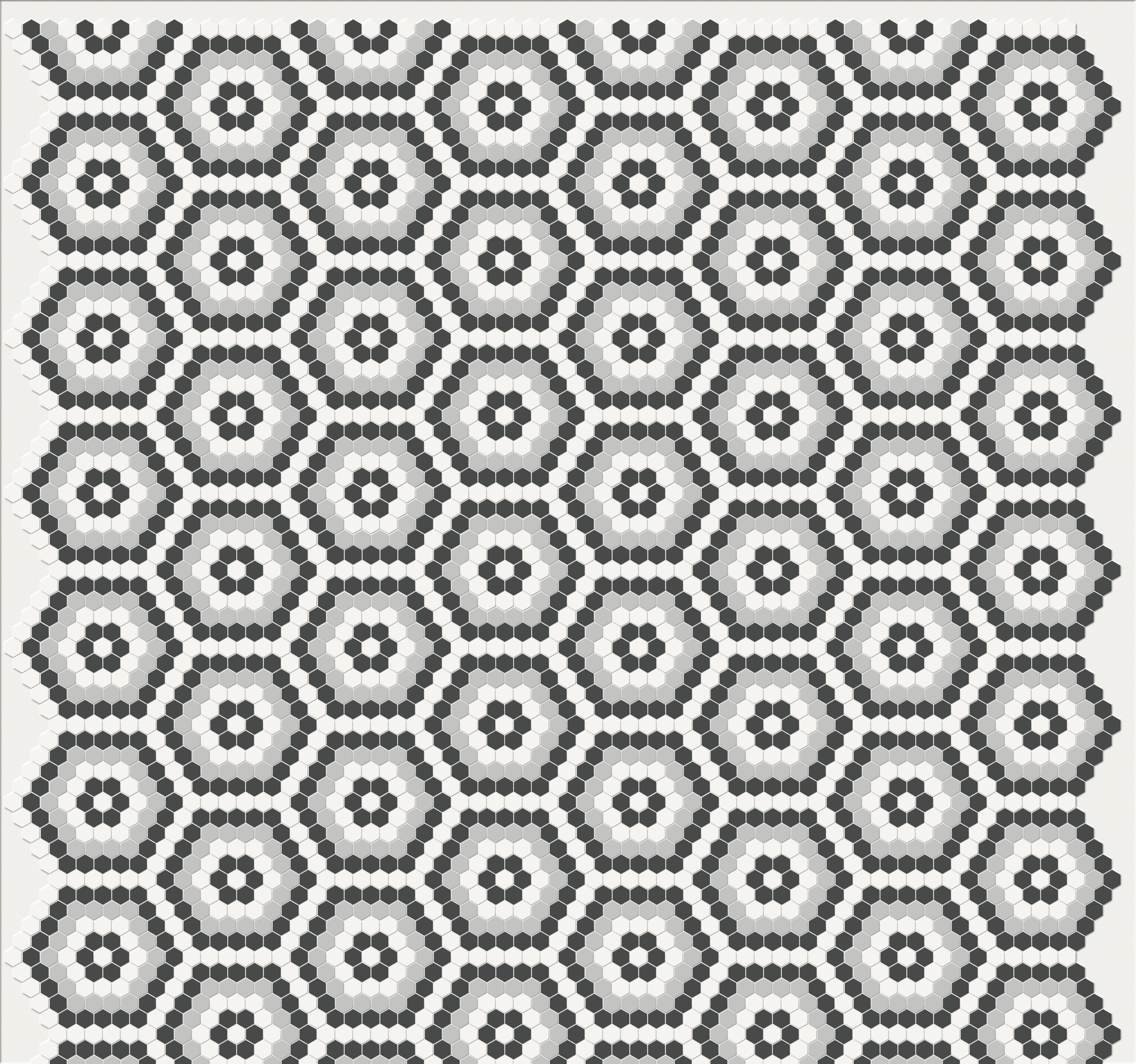 Soho Afternoon Blend porcelain mosaic by Anatolia, top-down product view, 8 5/16"×14 7/16"×1/4" size. Malaysian porcelain for floors and walls.