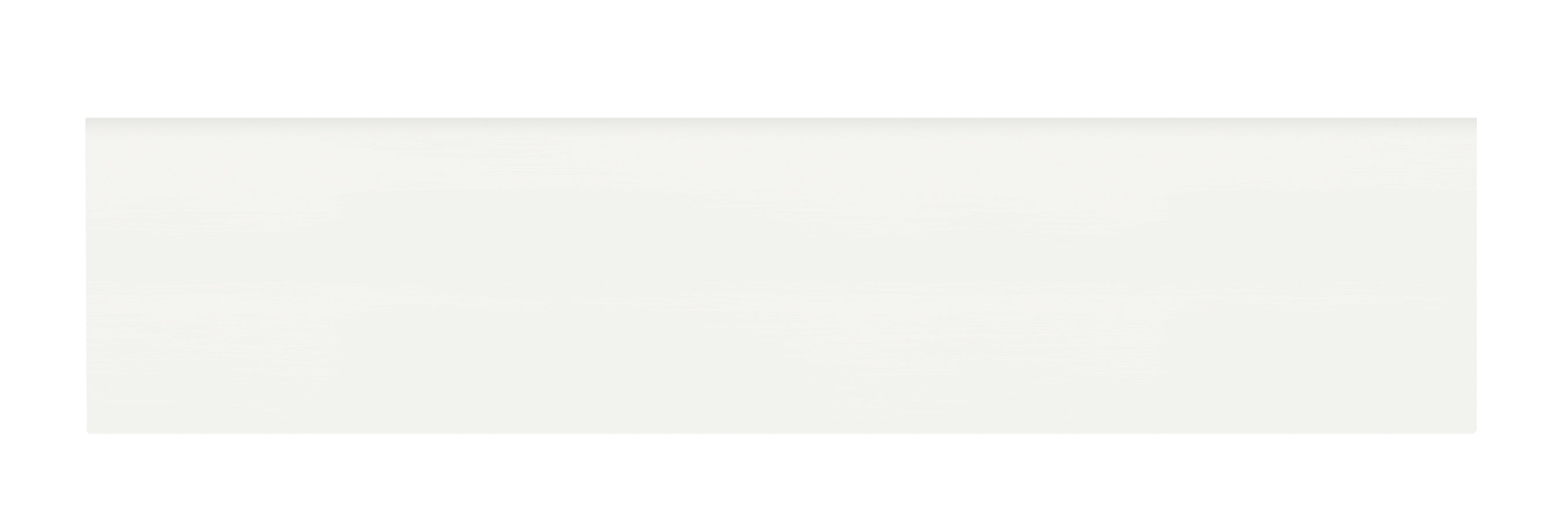 Soho Canvas White ceramic trim by Anatolia, top-down product view, 2"×8"×5/16" size. Turkish ceramic for floors and walls.