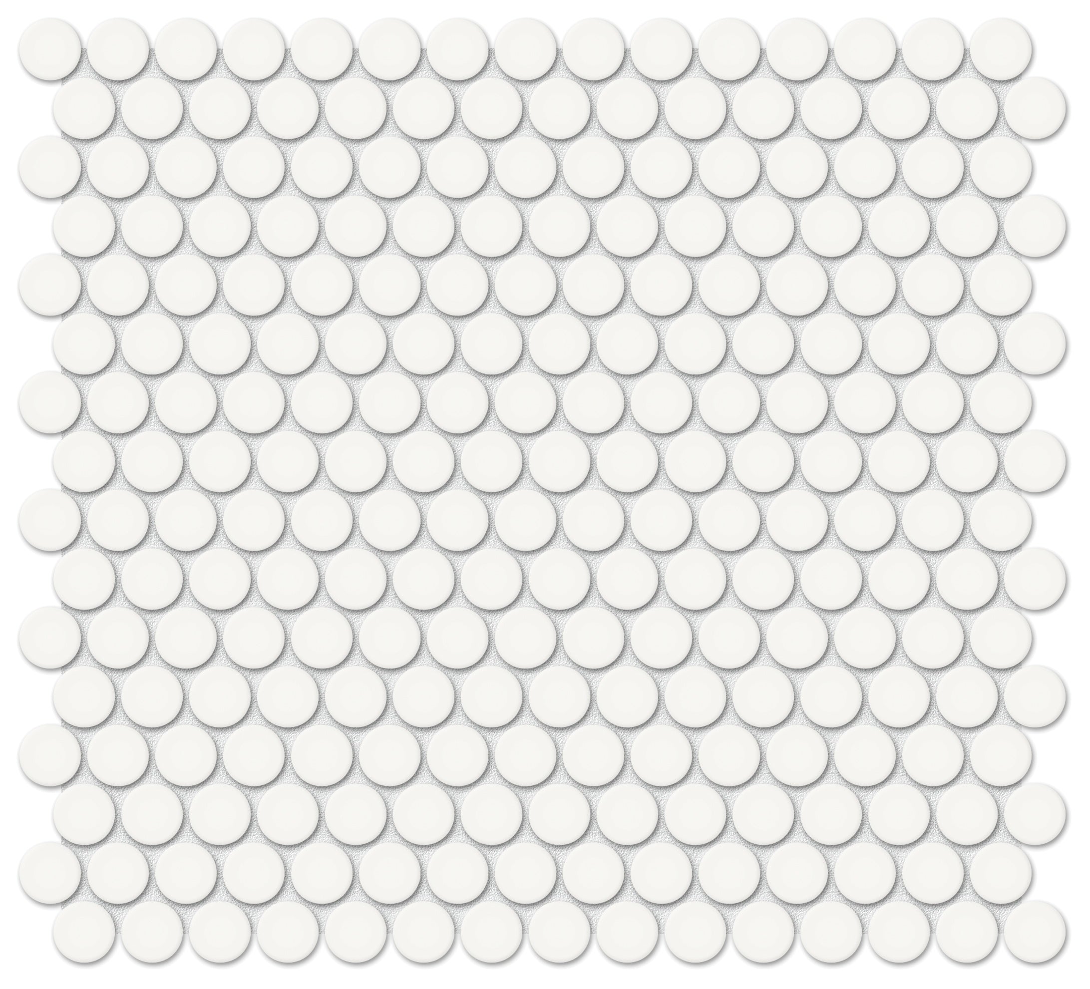 Soho Canvas White porcelain mosaic by Anatolia, top-down product view, 11 3/8"×12 5/16"×1/4" size. Malaysian porcelain for floors and walls.