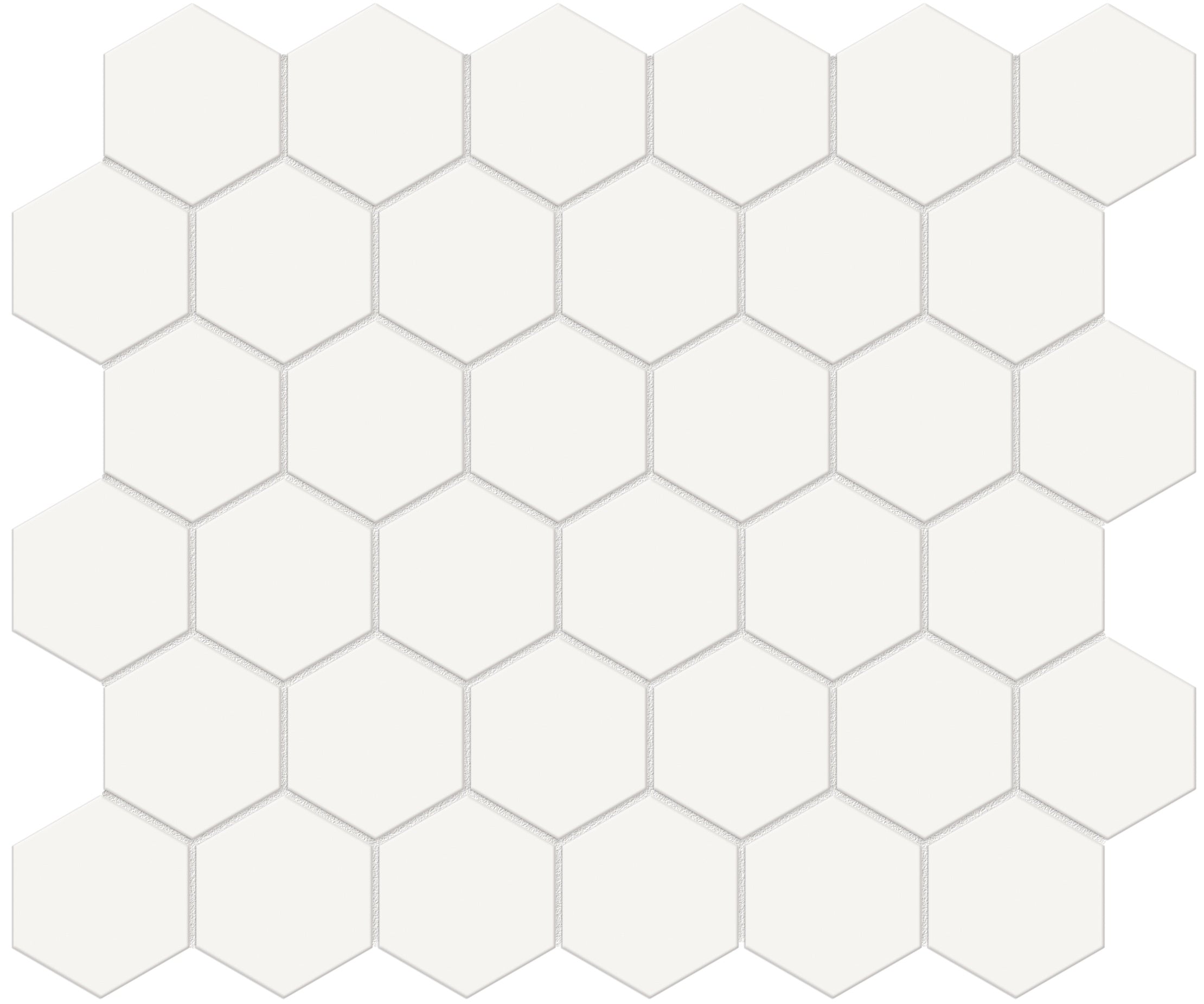 Soho Canvas White porcelain mosaic by Anatolia, top-down product view, 10 25/32"×12 15/32"×1/4" size. Malaysian porcelain for floors and walls.