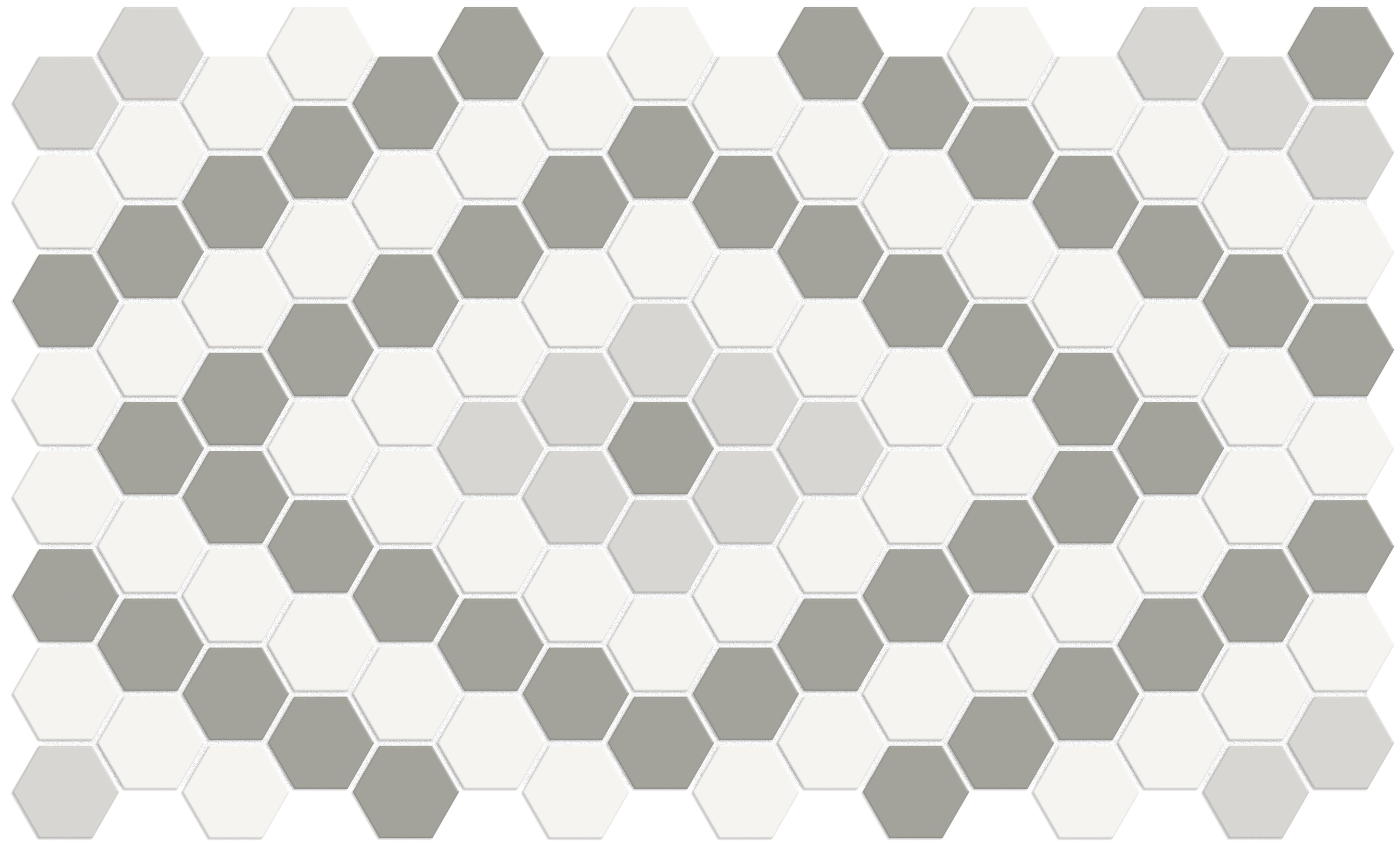 Soho Evening Blend porcelain mosaic by Anatolia, top-down product view, 7 11/16"×13 5/16"×1/4" size. Malaysian porcelain for floors and walls.