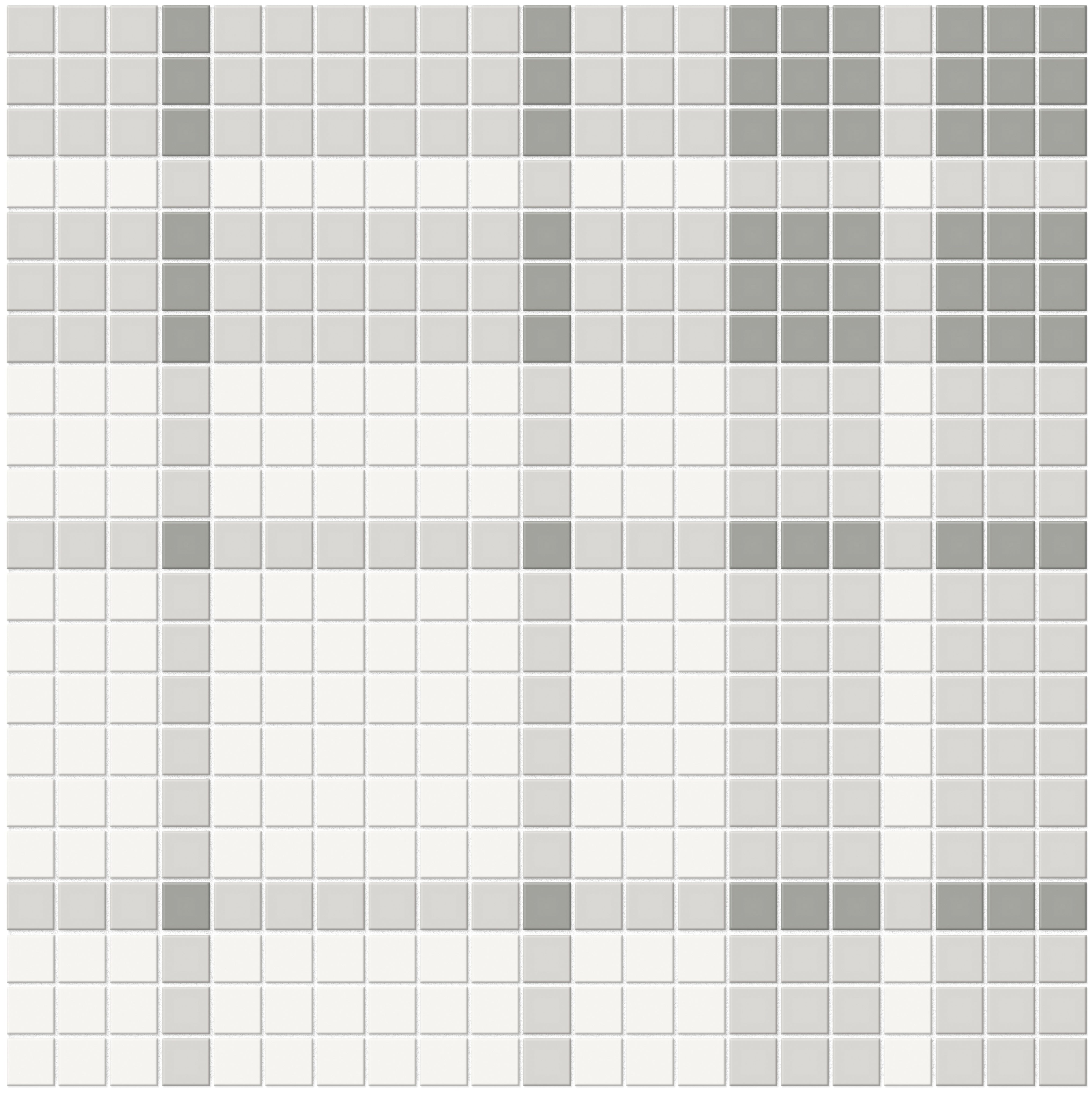 Soho Evening Blend porcelain mosaic by Anatolia, top-down product view, 13 11/32"×13 11/32"×1/4" size. Malaysian porcelain for floors and walls.