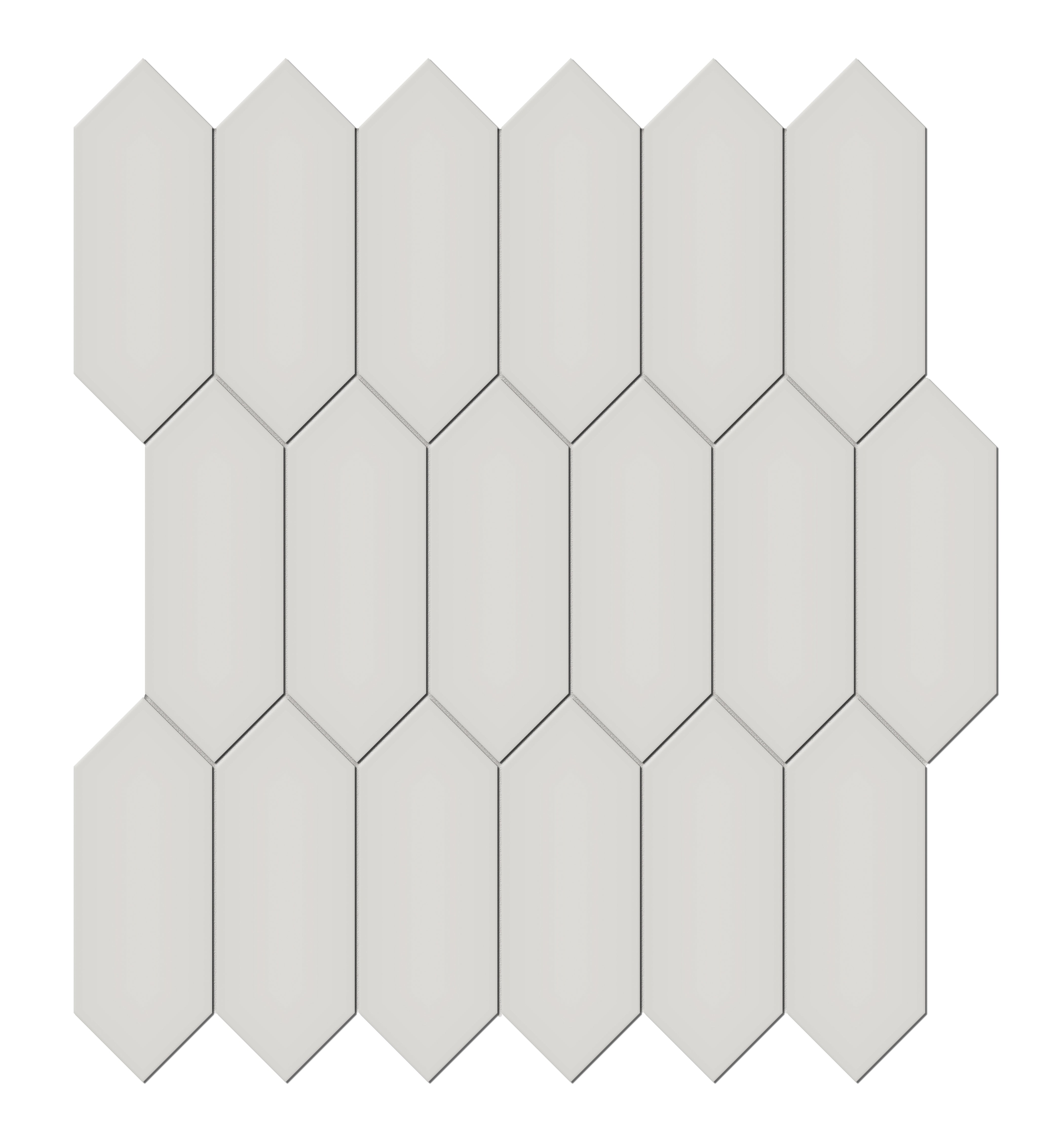 Soho Halo Grey porcelain mosaic by Anatolia, top-down product view, 11 3/16"×12 17/32"×1/4" size. Malaysian porcelain for floors and walls.