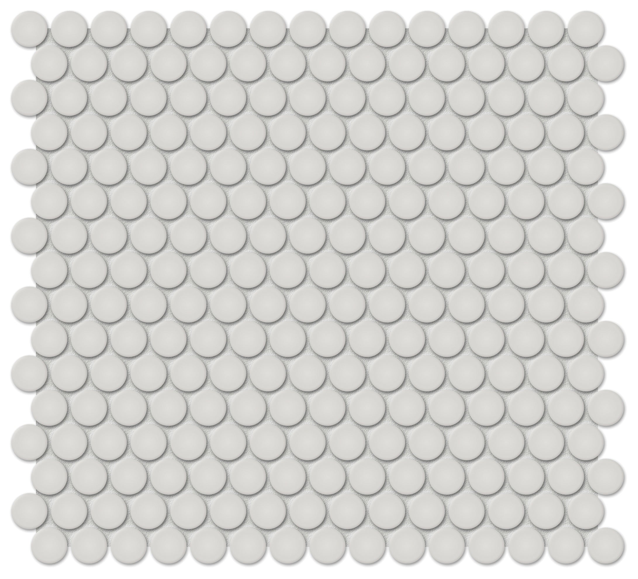 Soho Halo Grey porcelain mosaic by Anatolia, top-down product view, 11 3/8"×12 5/16"×1/4" size. Malaysian porcelain for floors and walls.
