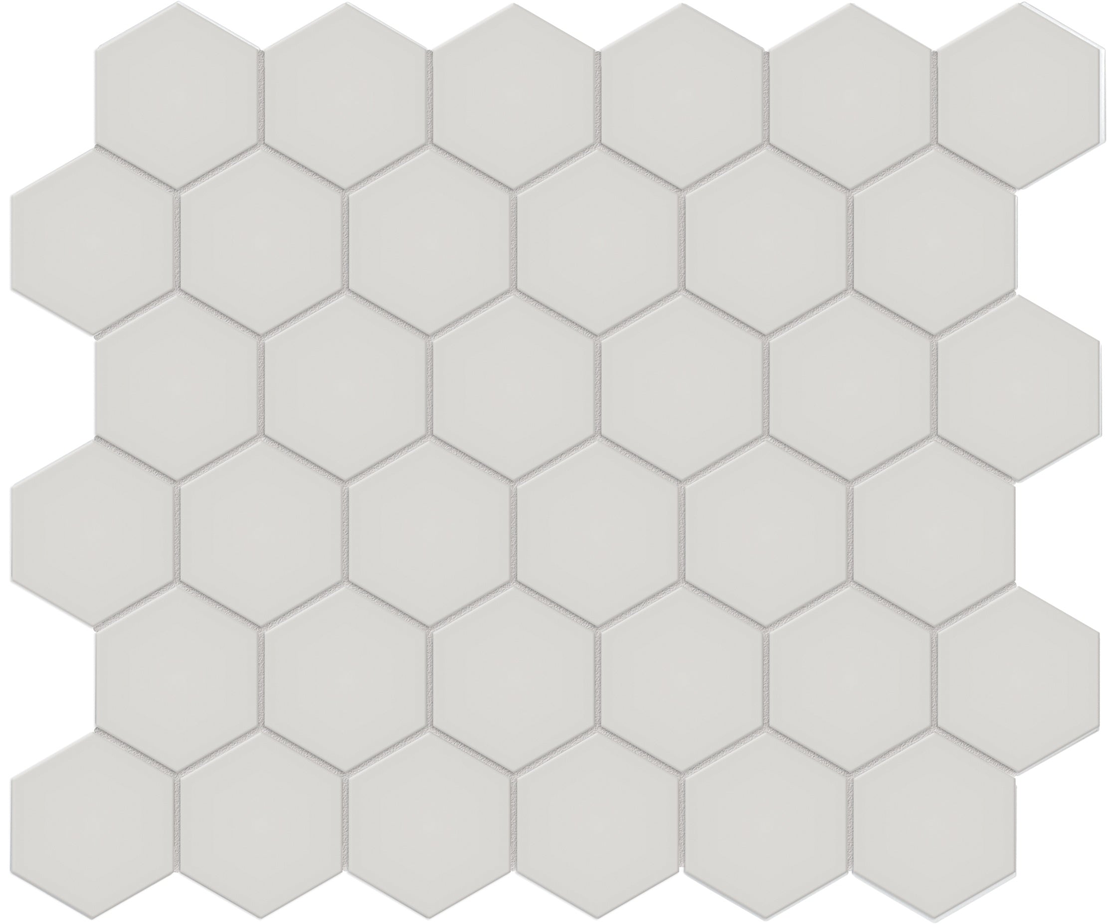 Soho Halo Grey - unglazed porcelain mosaic by Anatolia, top-down product view, 10 25/32"×12 15/32"×1/4" size. Malaysian porcelain for floors and walls.