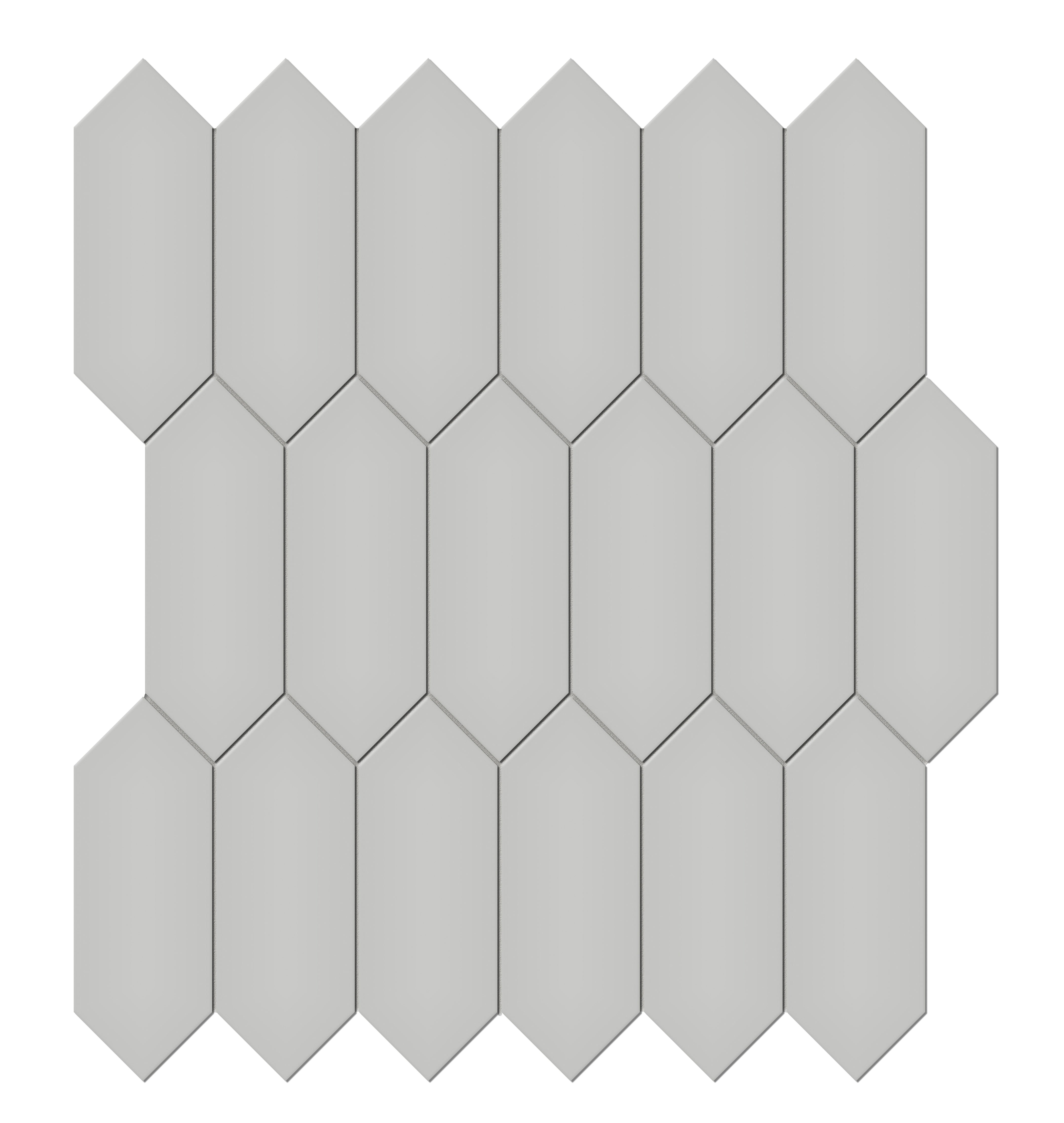 Soho Loft Grey porcelain mosaic by Anatolia, top-down product view, 11 3/16"×12 17/32"×1/4" size. Malaysian porcelain for floors and walls.