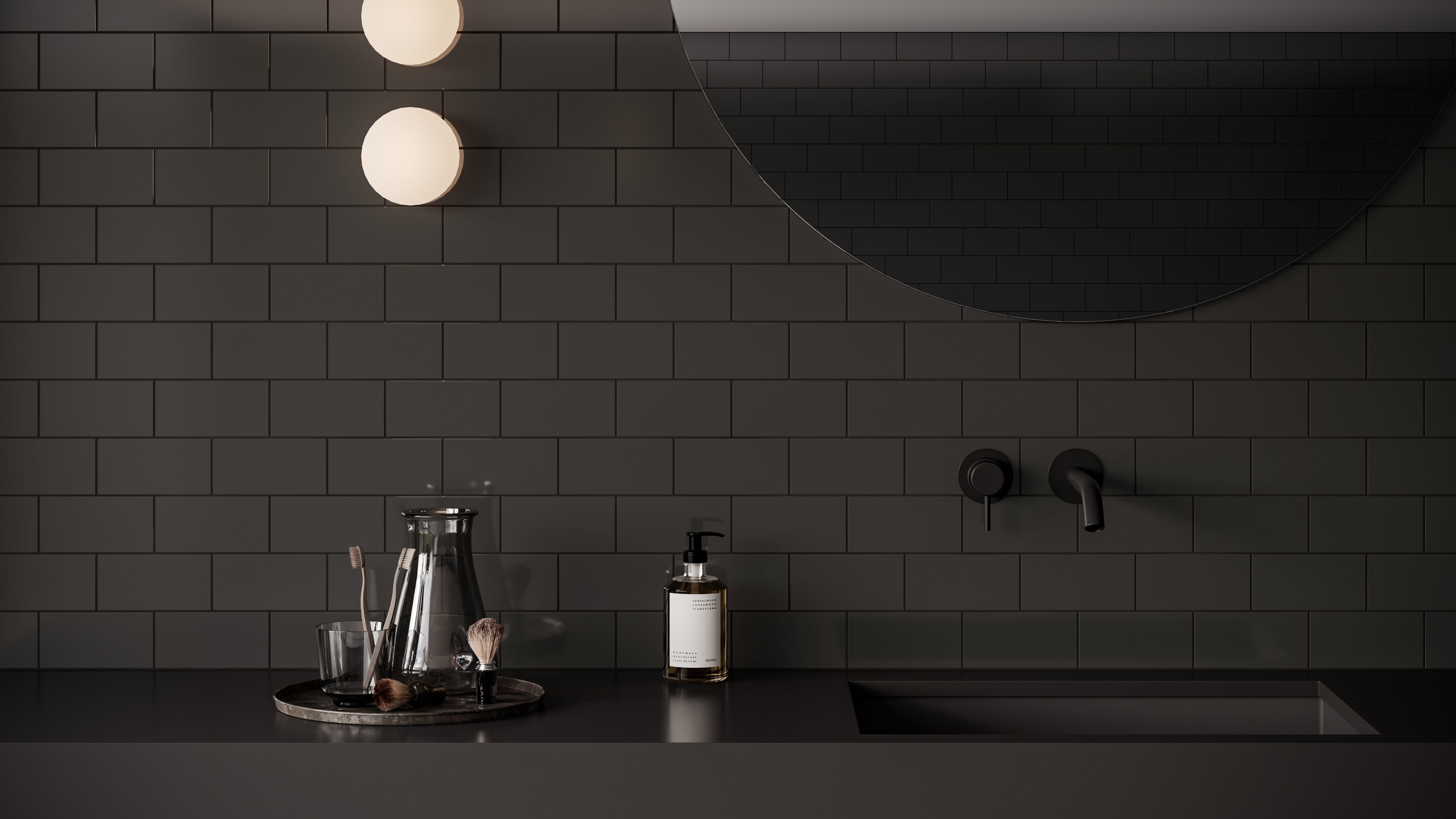 SOHO: Retro Black Ceramic Field Tile (3"×6"×9/32" | Glossy | Pressed)