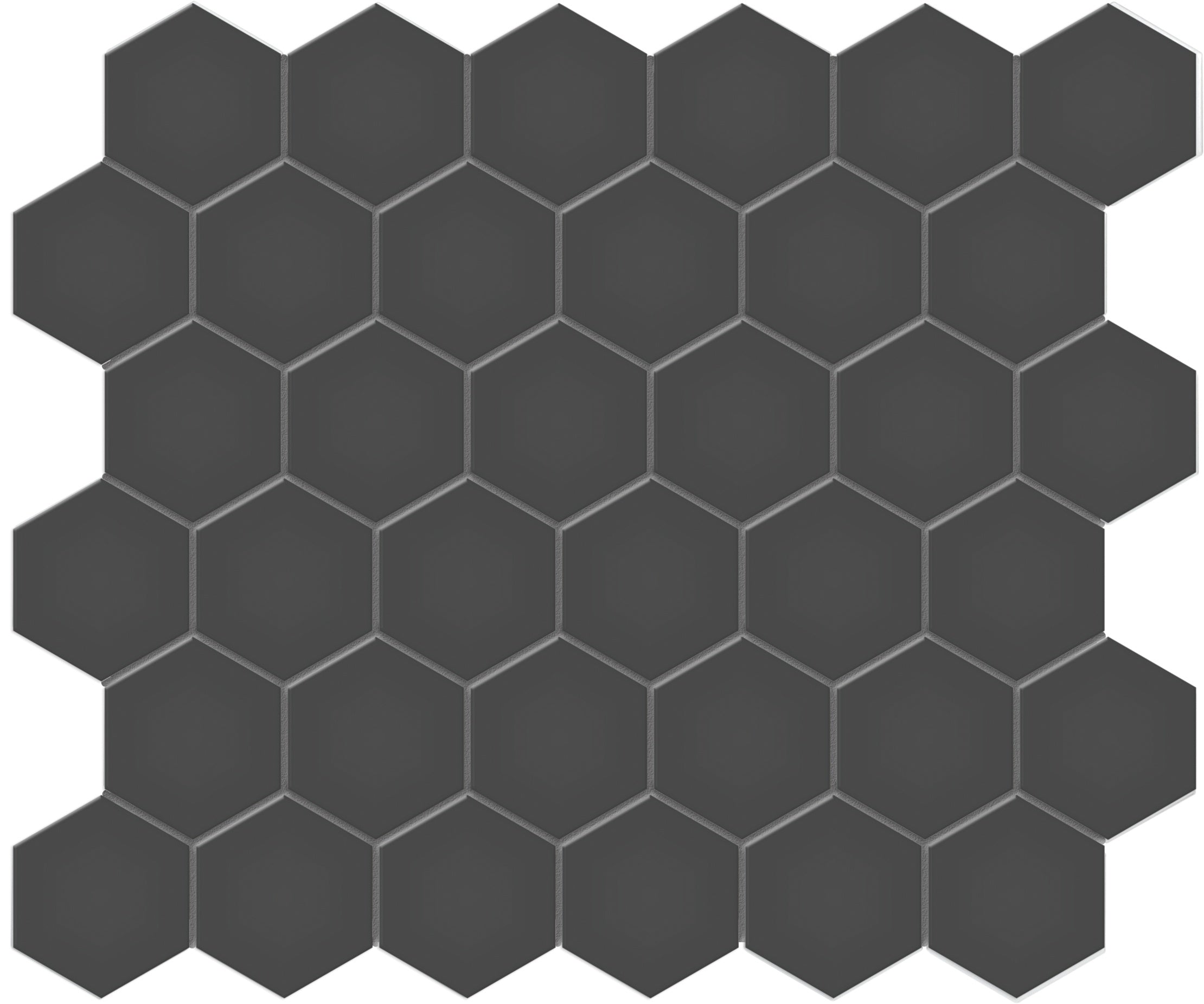 Soho Retro Black - unglazed porcelain mosaic by Anatolia, top-down product view, 10 25/32"×12 15/32"×1/4" size. Malaysian porcelain for floors and walls.