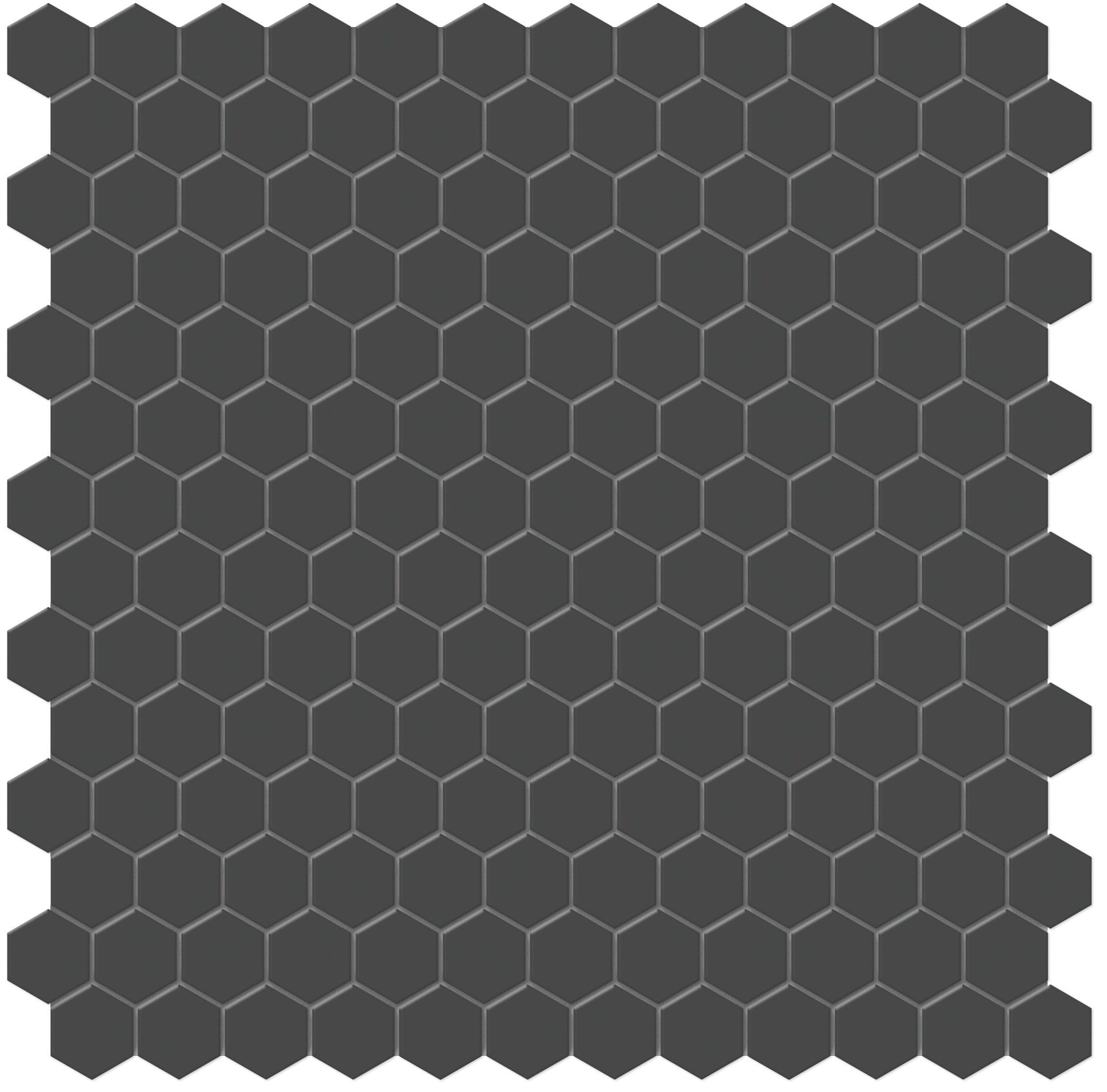 Soho Retro Black porcelain mosaic by Anatolia, top-down product view, 11 17/32"×11 21/32"×1/4" size. Malaysian porcelain for floors and walls.