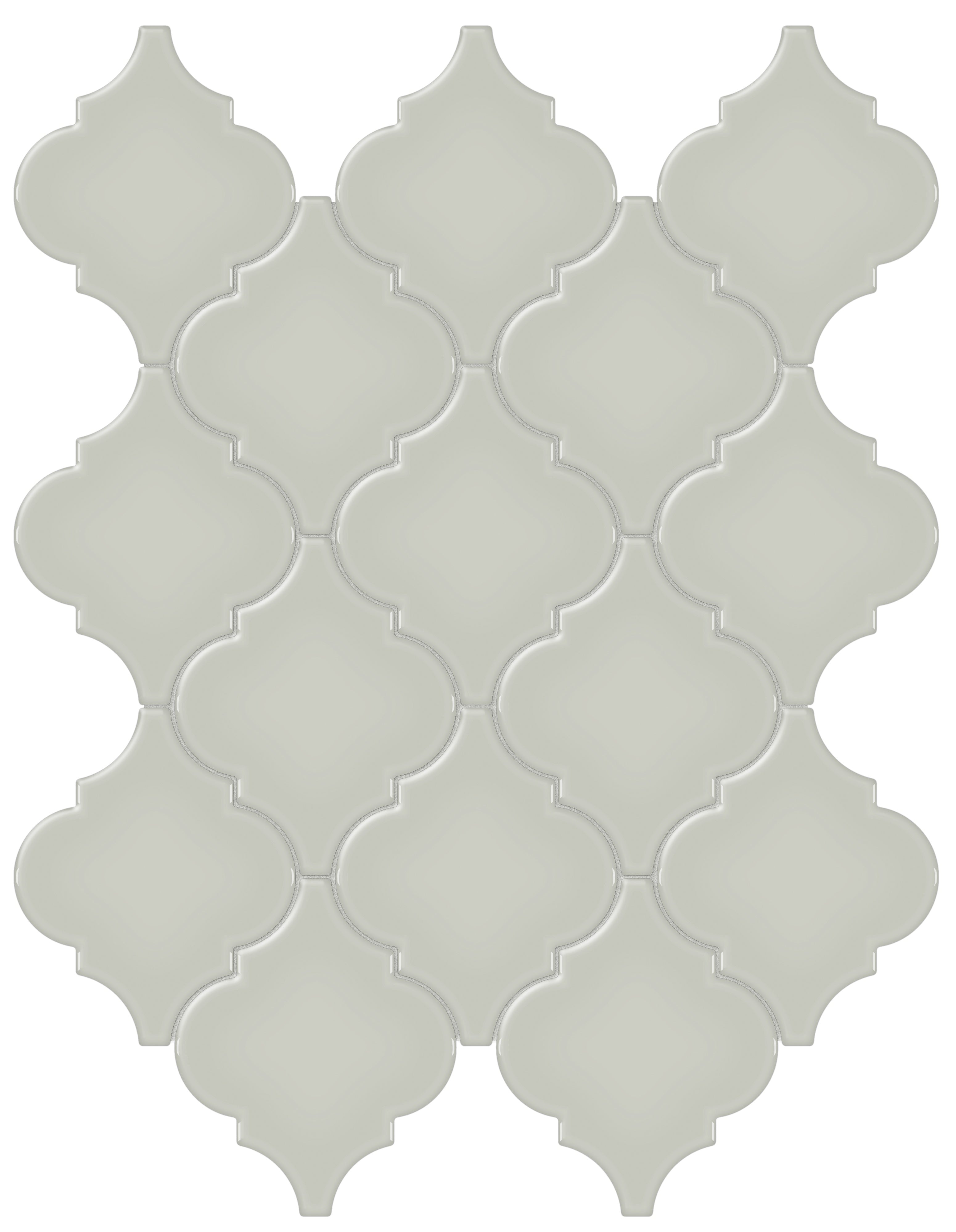 Soho Soft Sage porcelain mosaic by Anatolia, top-down product view, 10 7/16"×13 5/16"×9/32" size. Malaysian porcelain for floors and walls.