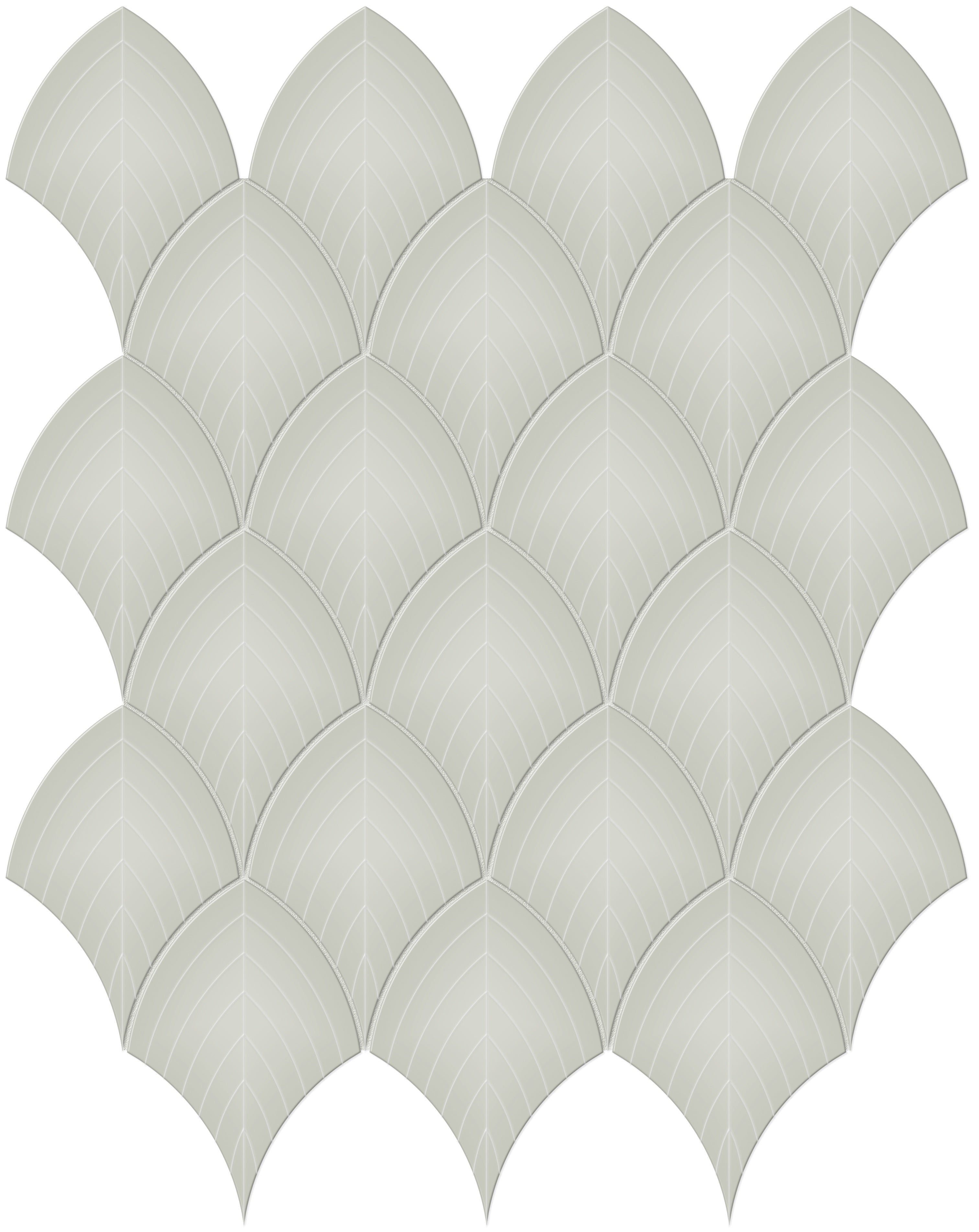 Soho Soft Sage porcelain mosaic by Anatolia, top-down product view, 10 3/4"×13 11/32"×1/4" size. Malaysian porcelain for floors and walls.