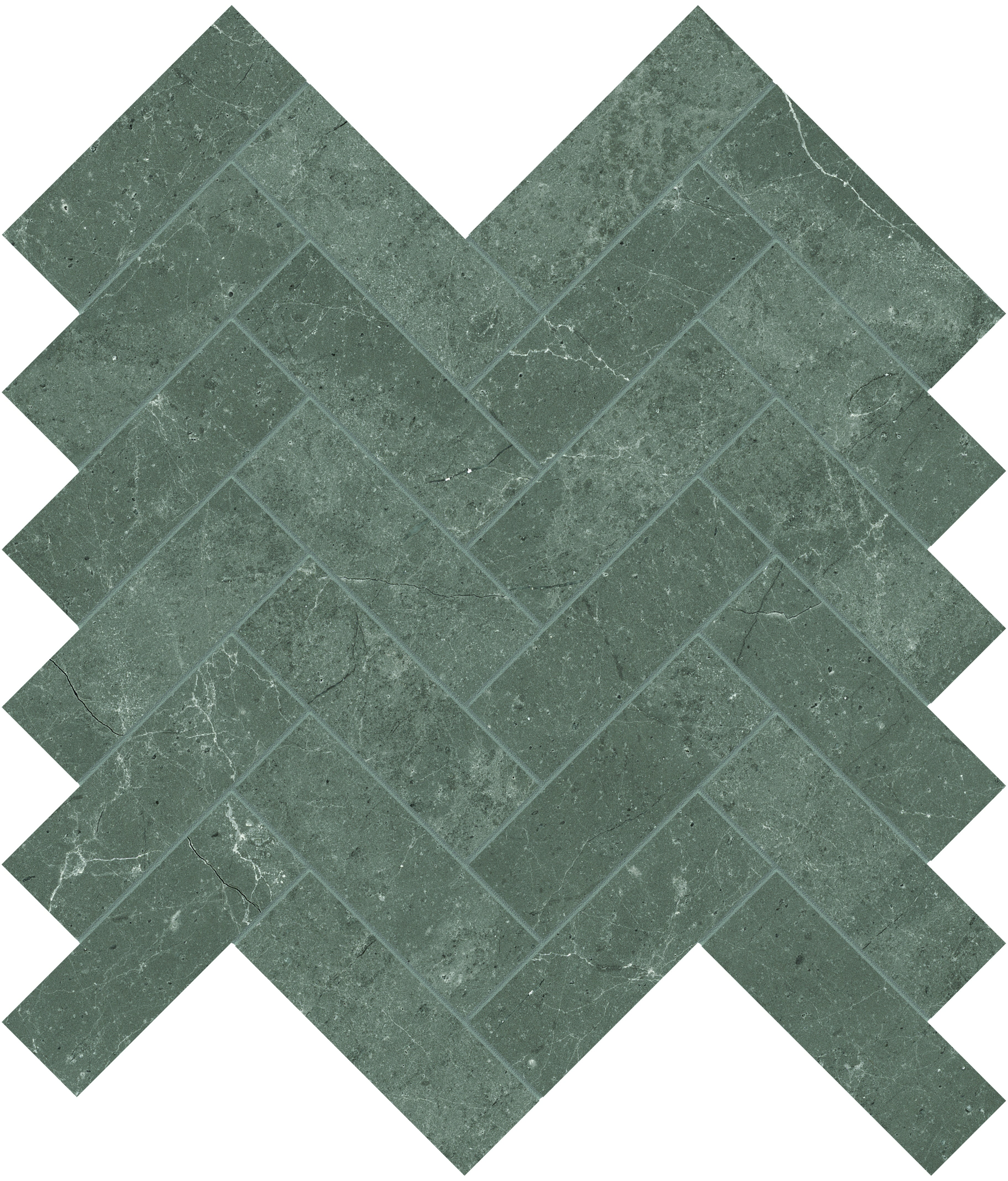 Stark Carbon marble mosaic by Anatolia, top-down product view, 11 1/4"×11 13/32"×3/8" size. Turkish marble for floors and walls.