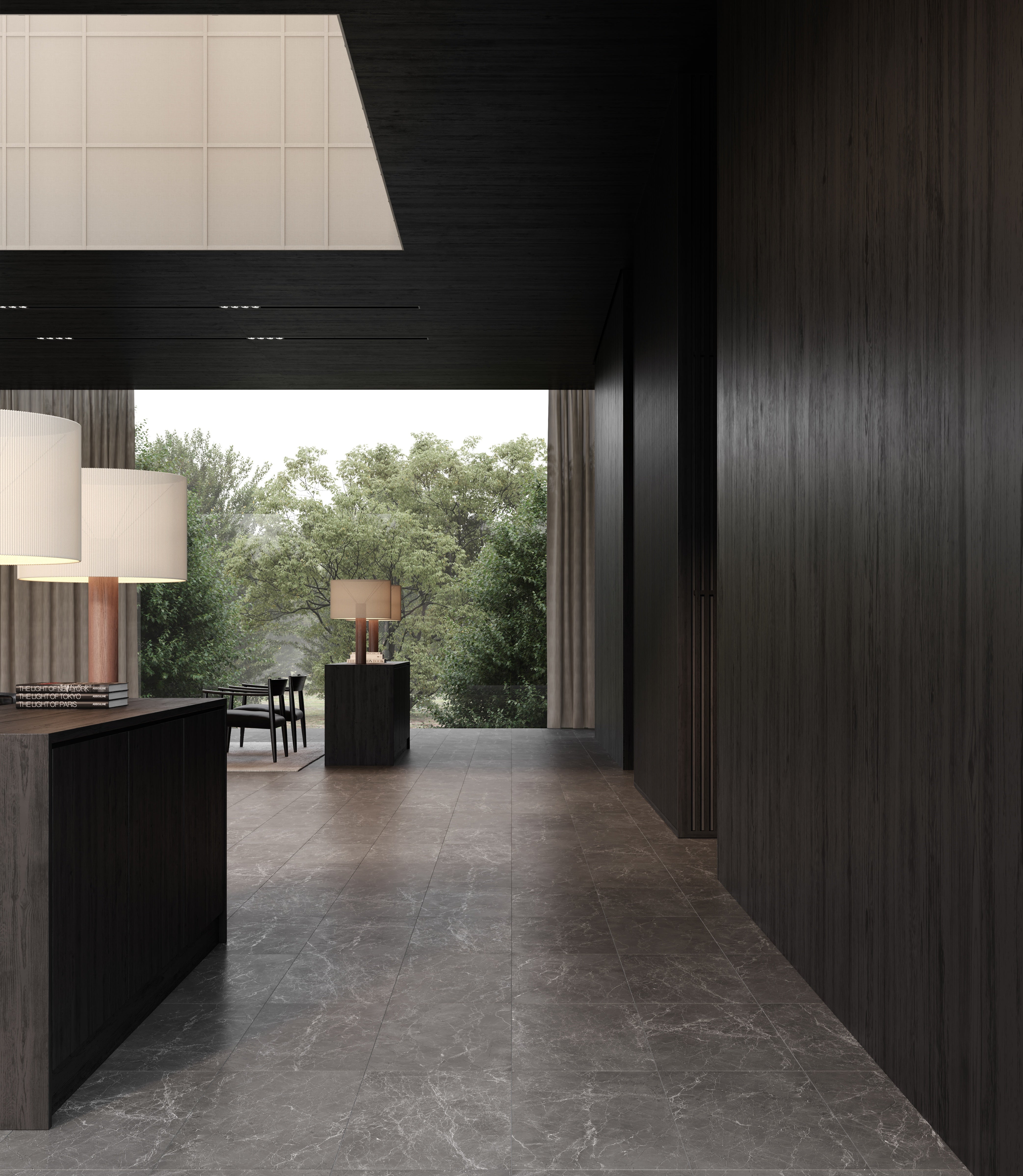Stark Carbon marble trim by Anatolia, top-down product view, 1/2"×12"×5/8" size. Turkish marble for floors and walls.