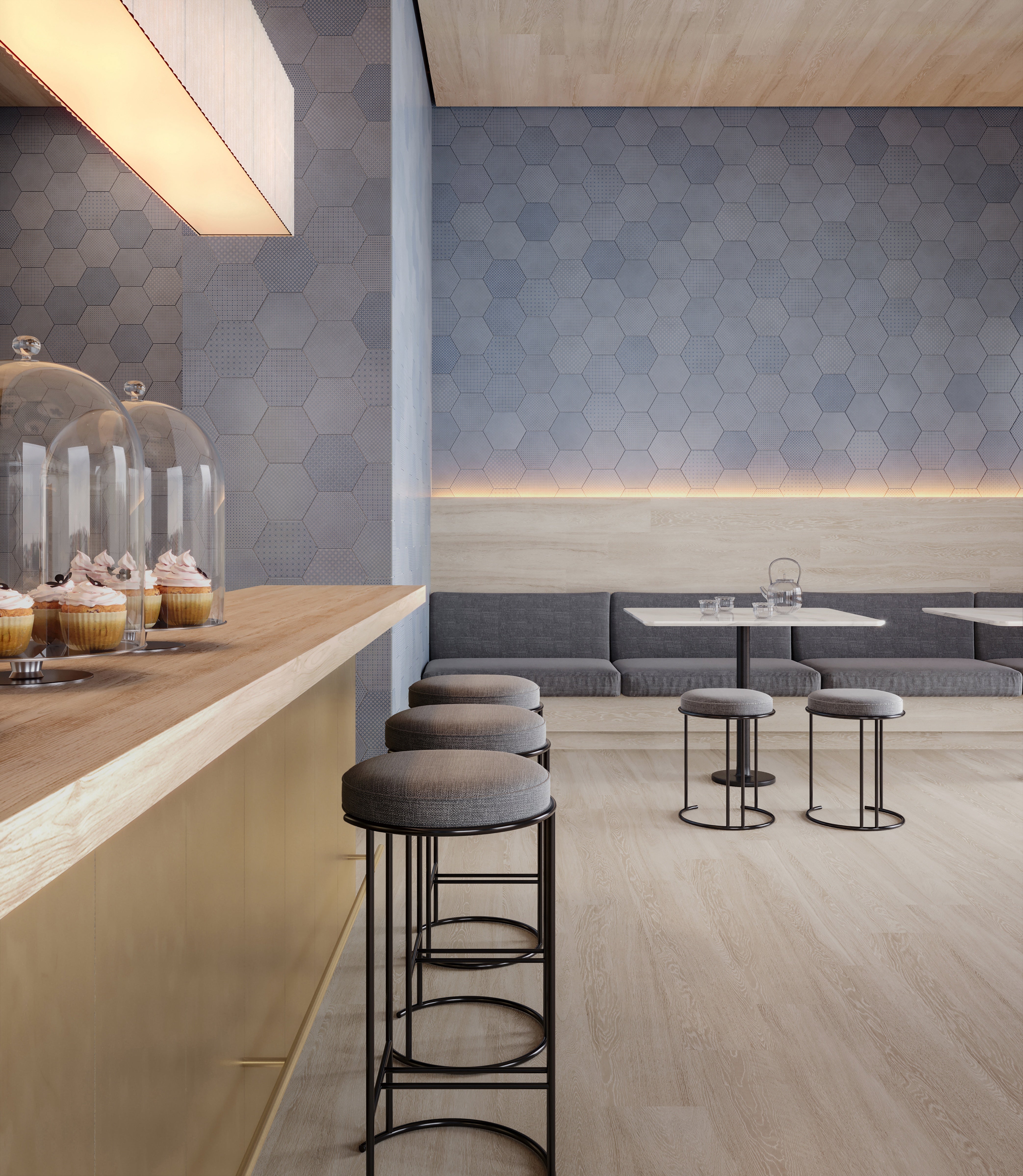 Tapestri Denim Blend porcelain field tile by Anatolia, top-down product view, 8 1/2"×9 27/32"×11/32" size. Turkish porcelain for floors and walls.
