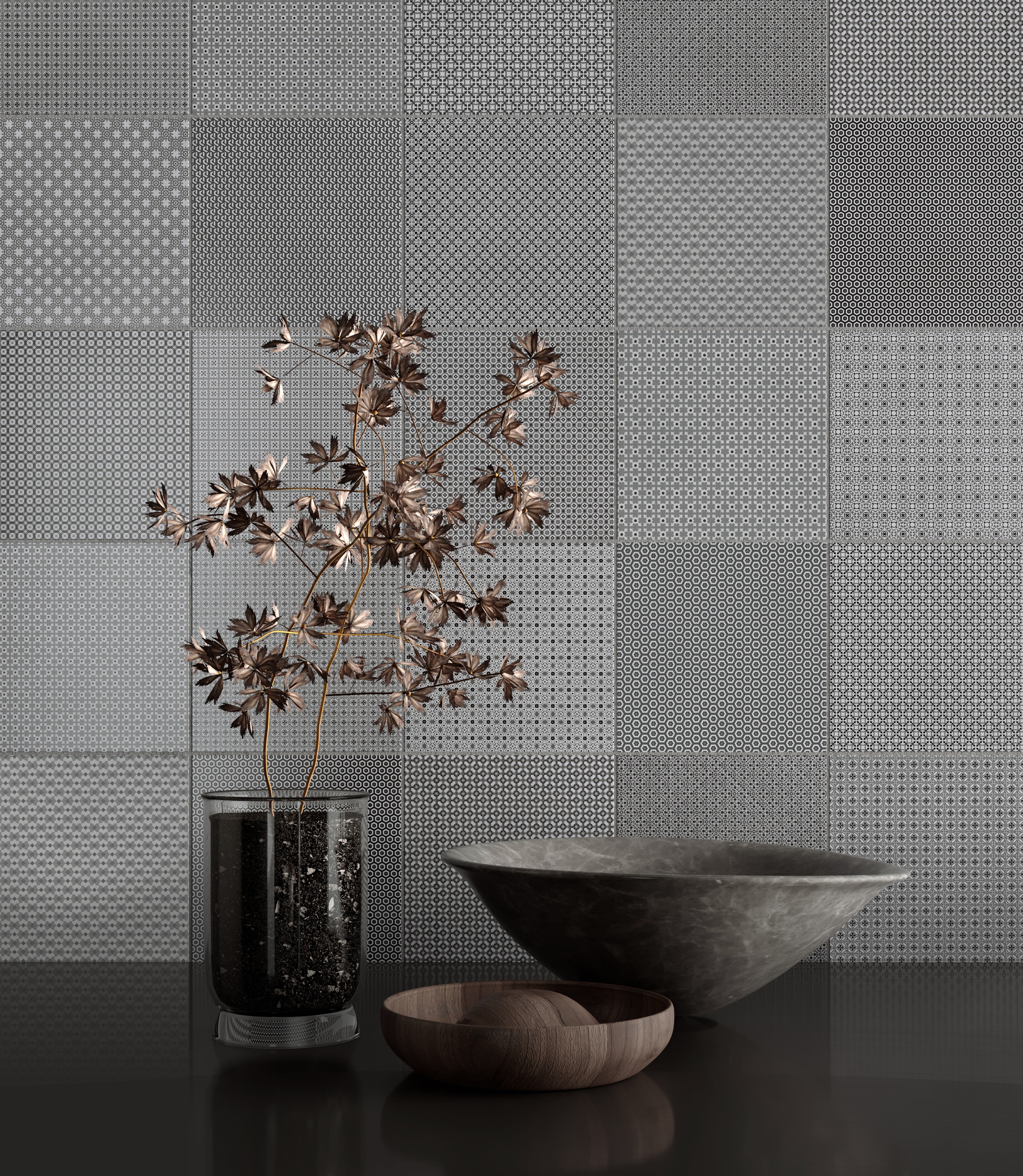 Tapestri Silk Blend porcelain field tile by Anatolia, top-down product view, 8 1/2"×9 27/32"×11/32" size. Turkish porcelain for floors and walls.
