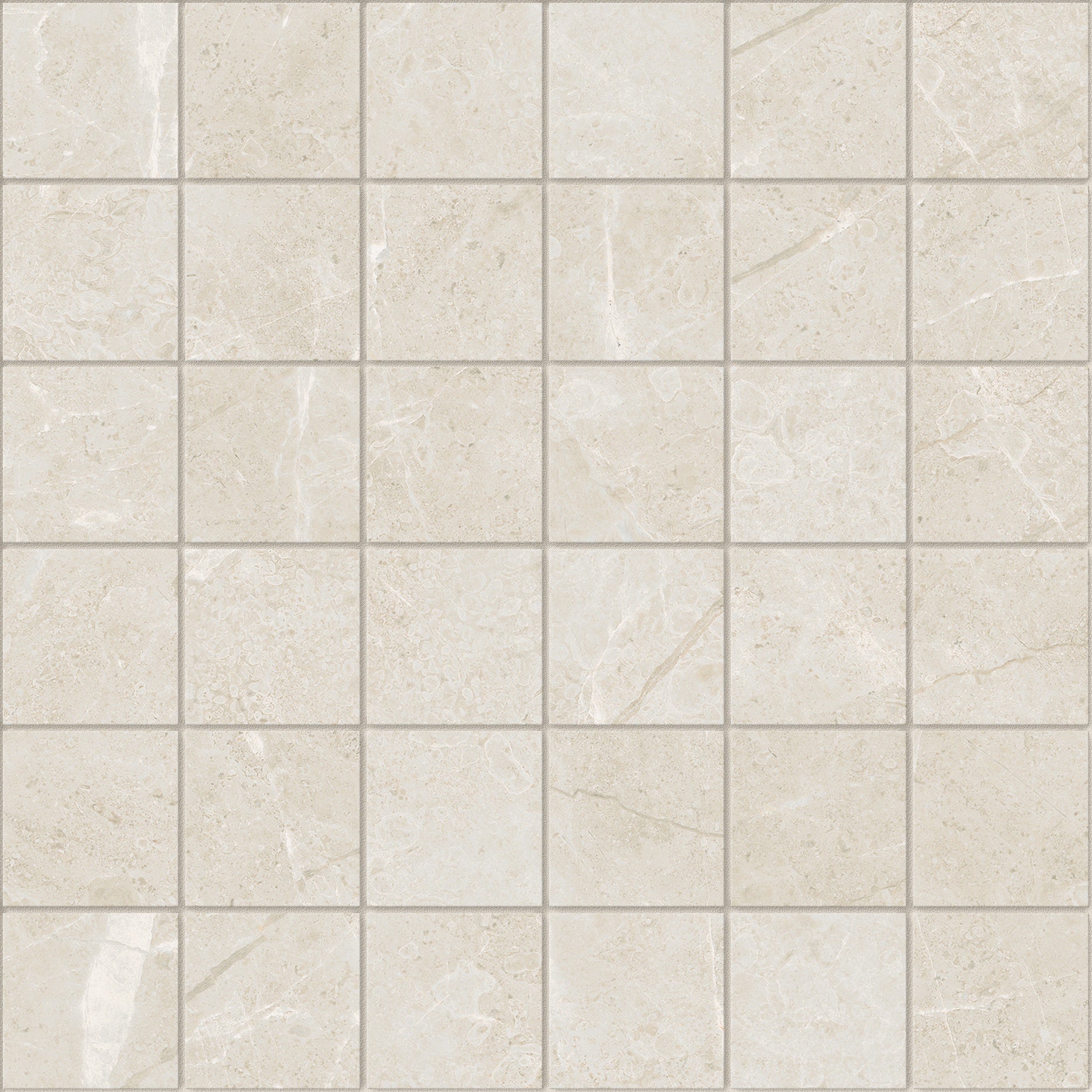 Torino Avorio porcelain mosaic by Anatolia, top-down product view, 11 25/32"×11 25/32"×11/32" size. Turkish porcelain for floors and walls.