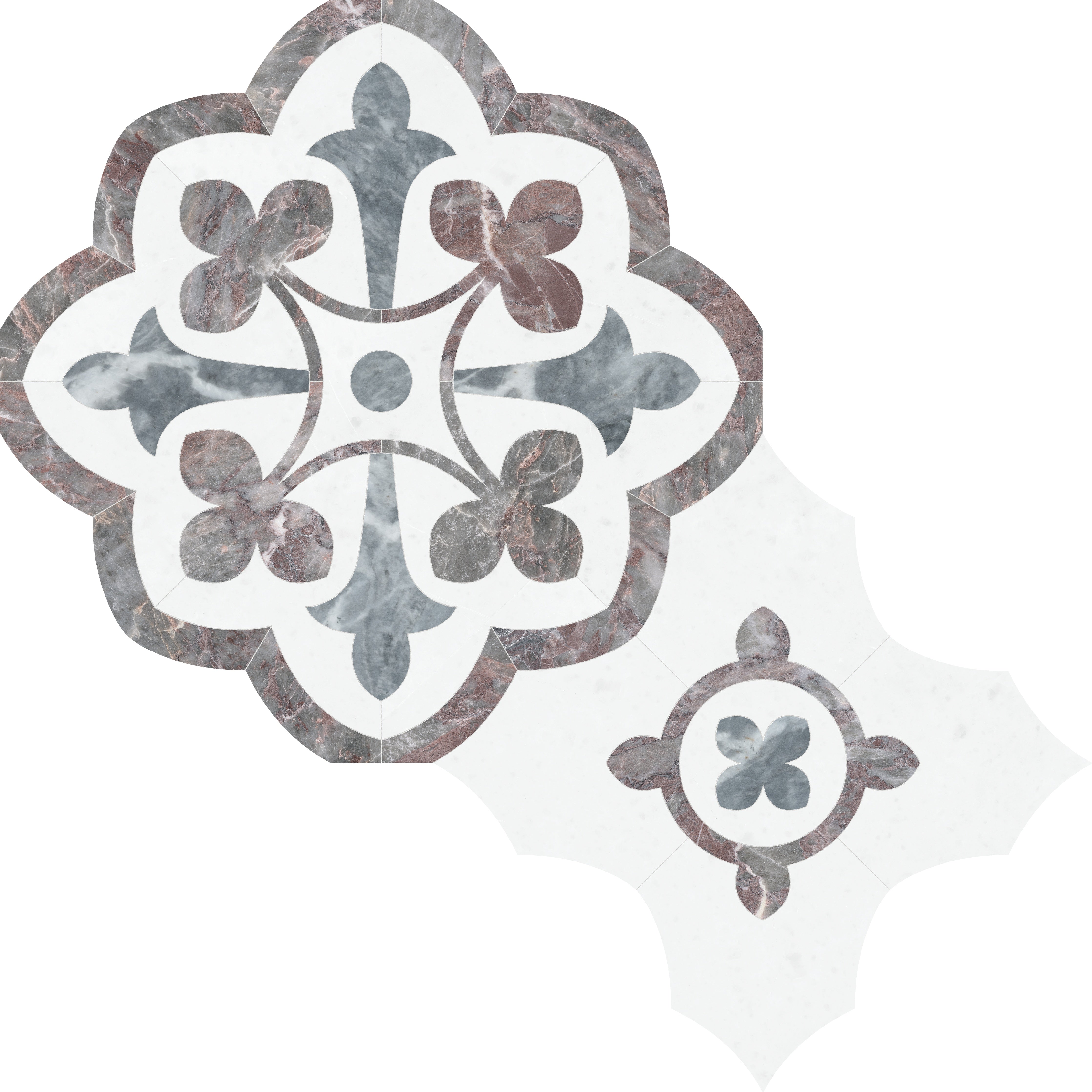 Utopio Blush mixed mosaic by Anatolia, top-down product view, 15 23/32"×15 23/32"×3/8" size. Turkish mixed for floors and walls.