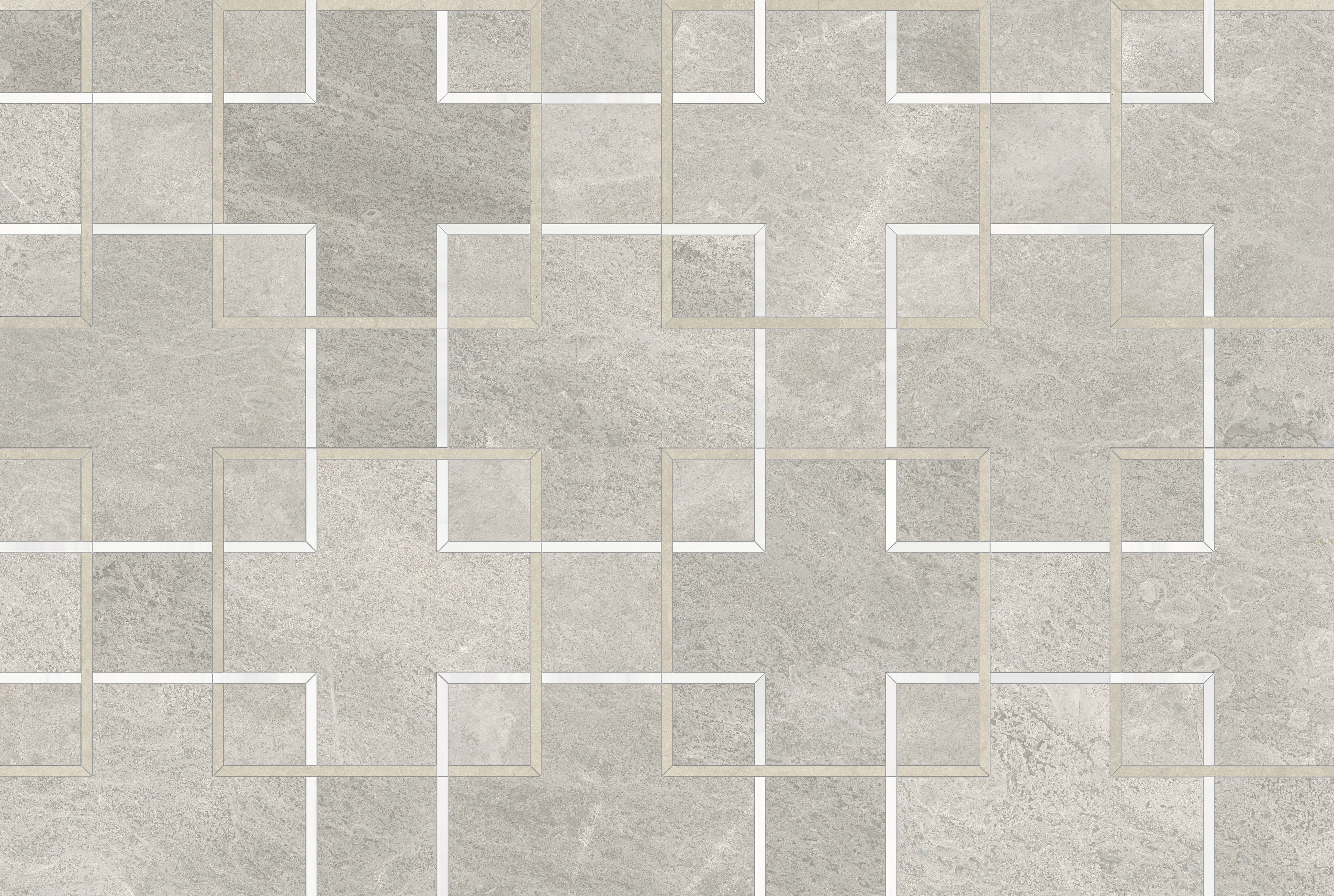 Utopio Clay mixed mosaic by Anatolia, top-down product view, 10 3/4"×10 3/4"×3/8" size. Turkish mixed for floors and walls.