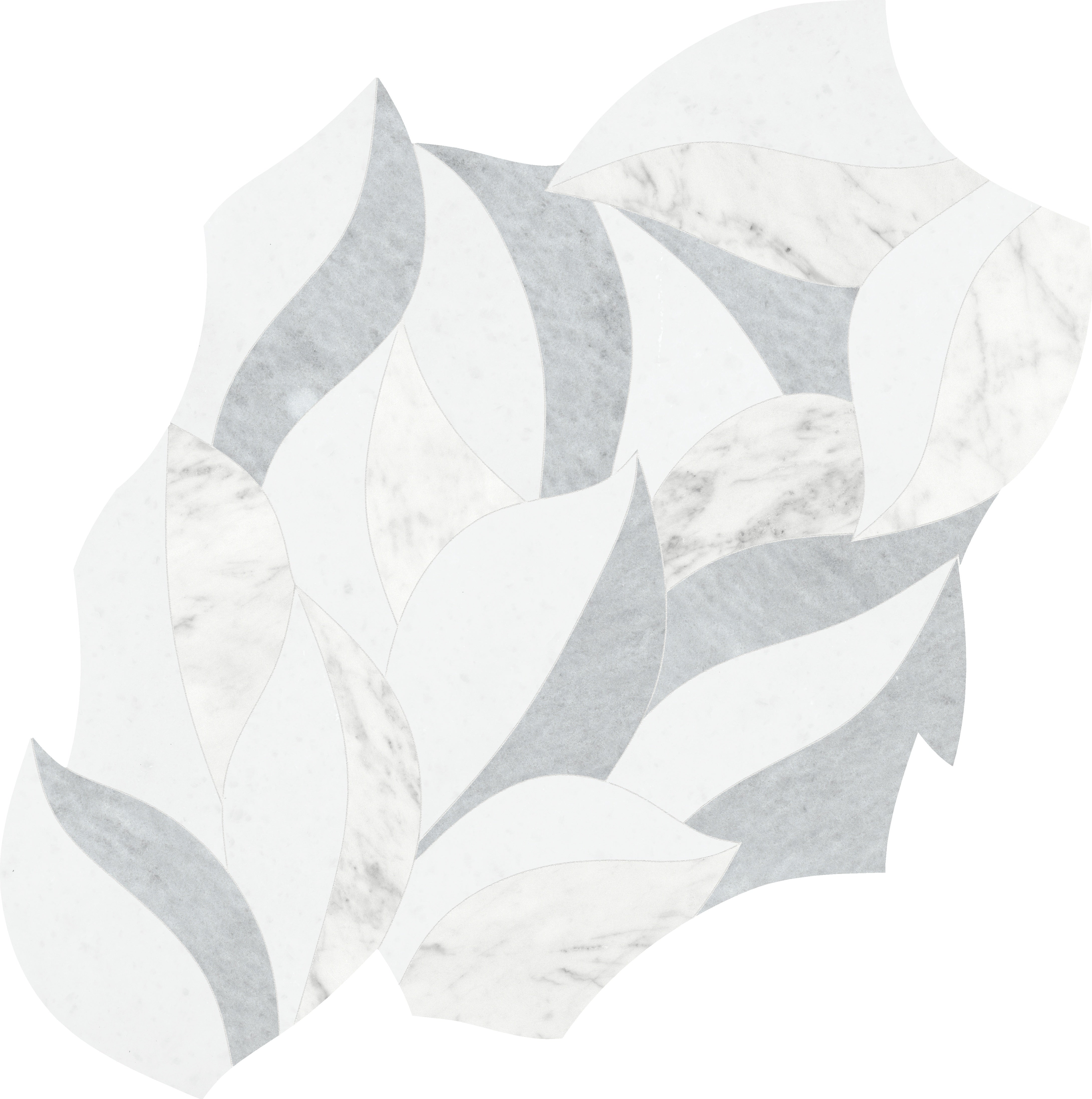 Utopio Dove mixed mosaic by Anatolia, top-down product view, 11 21/32"×11 13/16"×3/8" size. Turkish mixed for floors and walls.