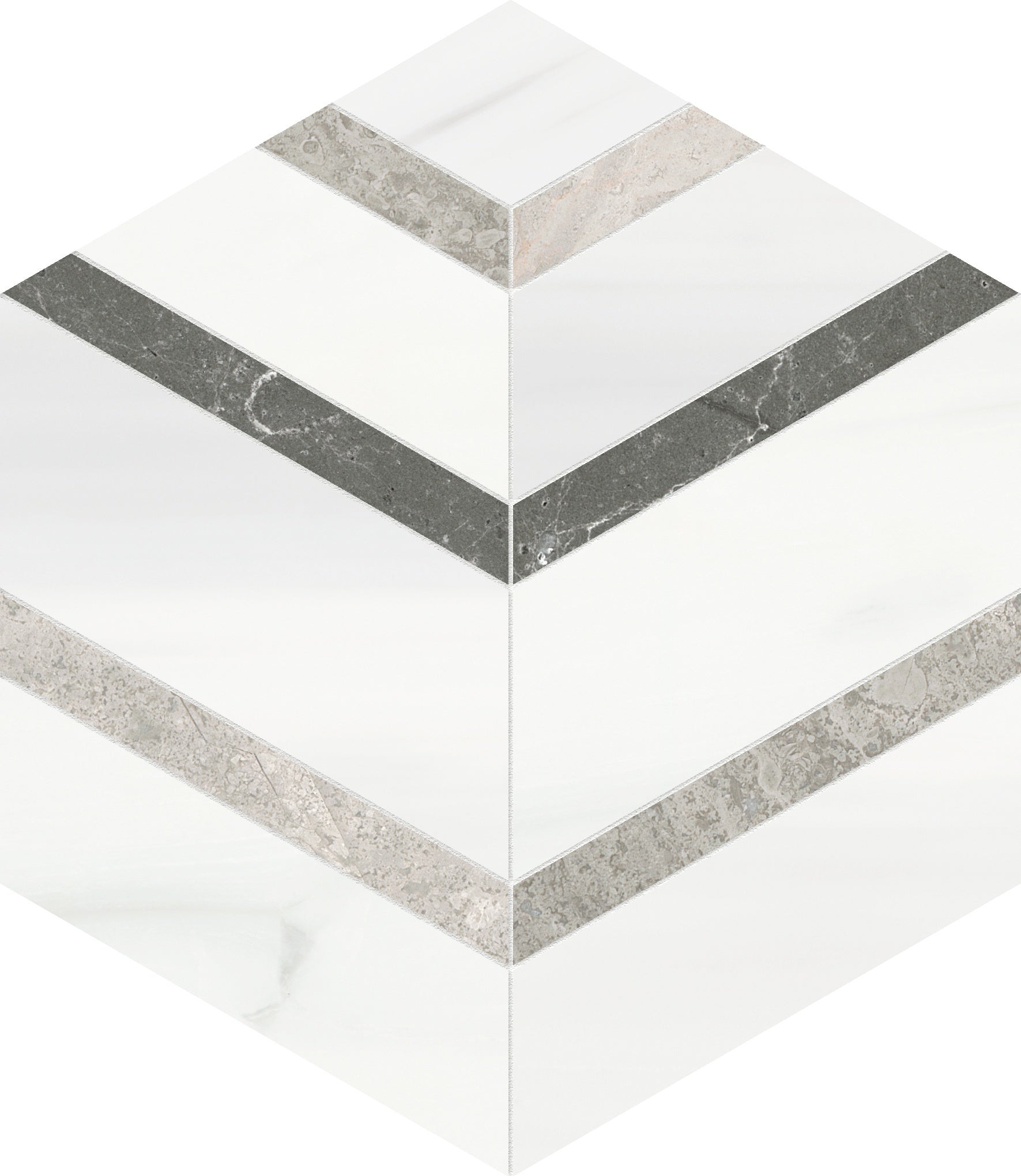 Utopio Mist mixed mosaic by Anatolia, top-down product view, 5 1/8"×5 29/32"×3/8" size. Turkish mixed for floors and walls.