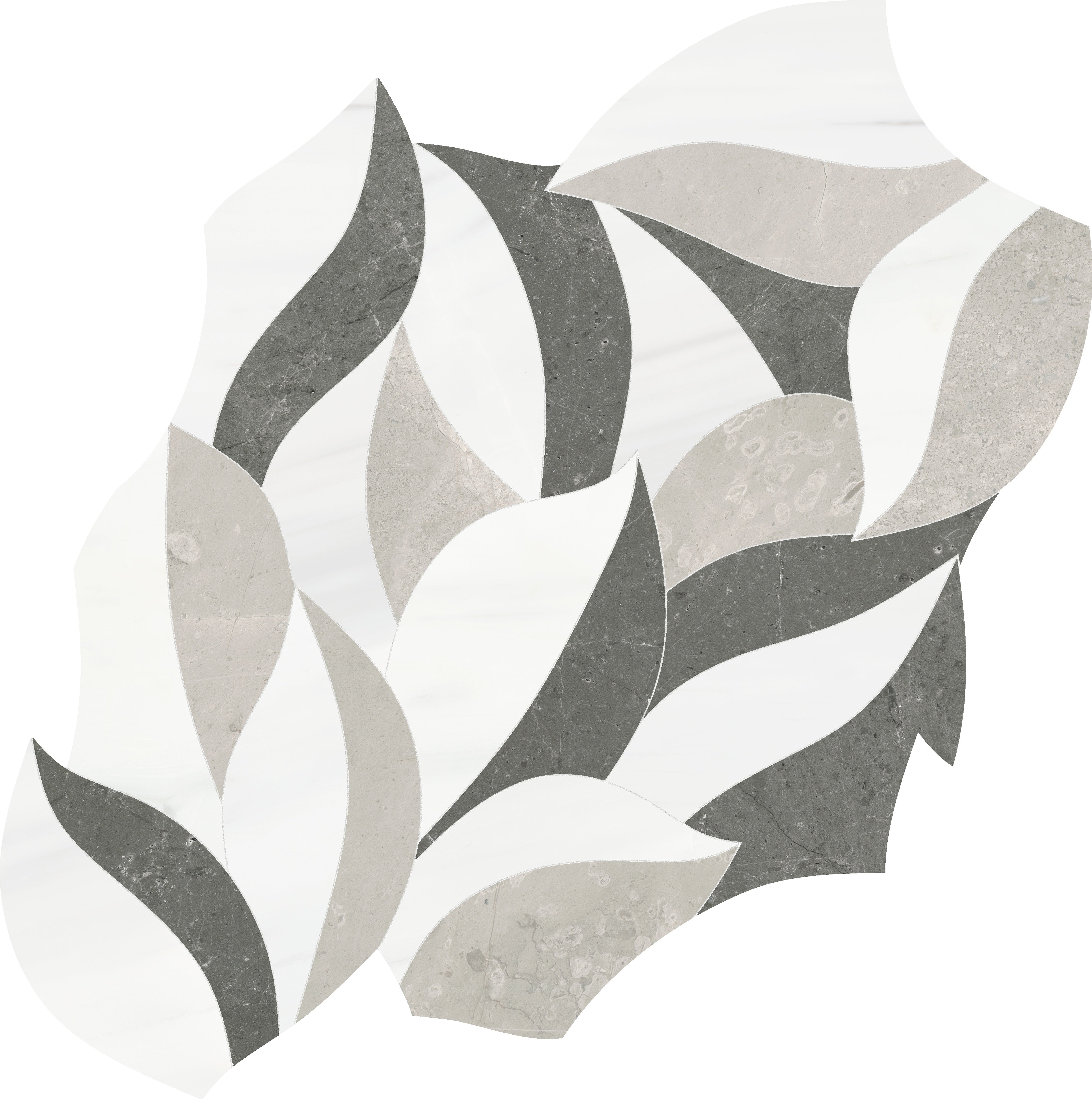 Utopio Mist mixed mosaic by Anatolia, top-down product view, 11 21/32"×11 13/16"×3/8" size. Turkish mixed for floors and walls.