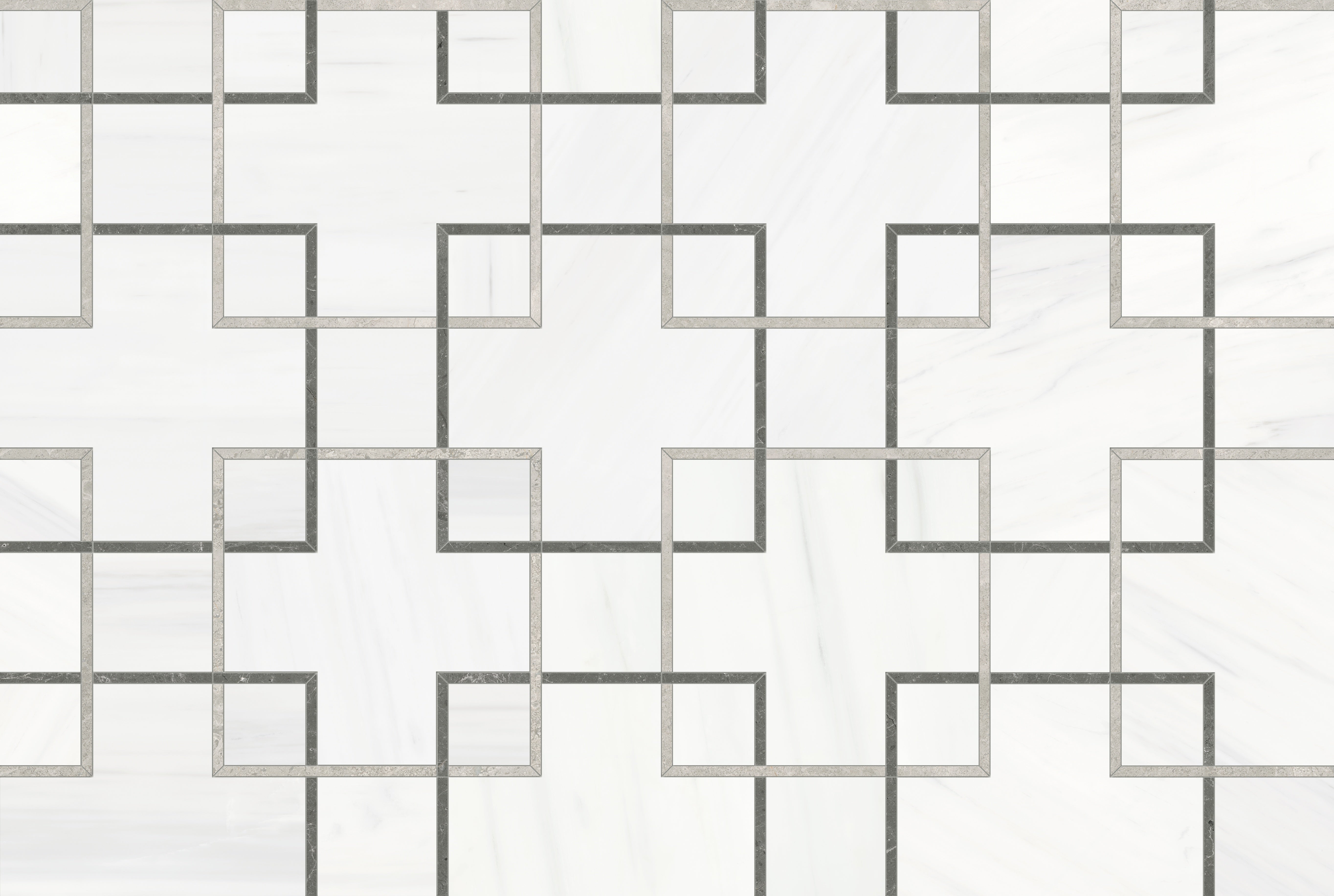 Utopio Mist mixed mosaic by Anatolia, top-down product view, 10 3/4"×10 3/4"×3/8" size. Turkish mixed for floors and walls.