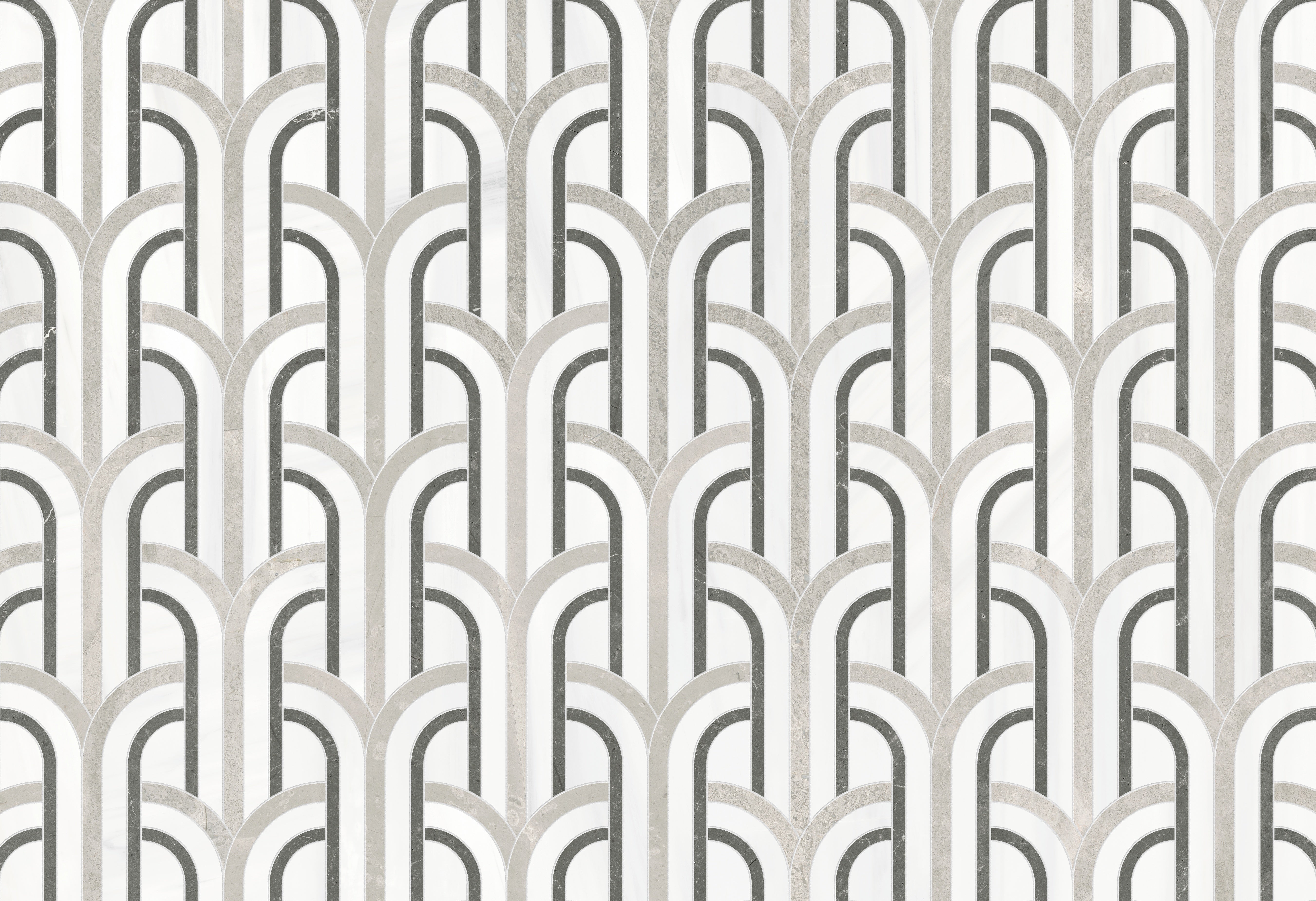 Utopio Mist mixed mosaic by Anatolia, top-down product view, 10 19/32"×11 15/16"×3/8" size. Turkish mixed for floors and walls.