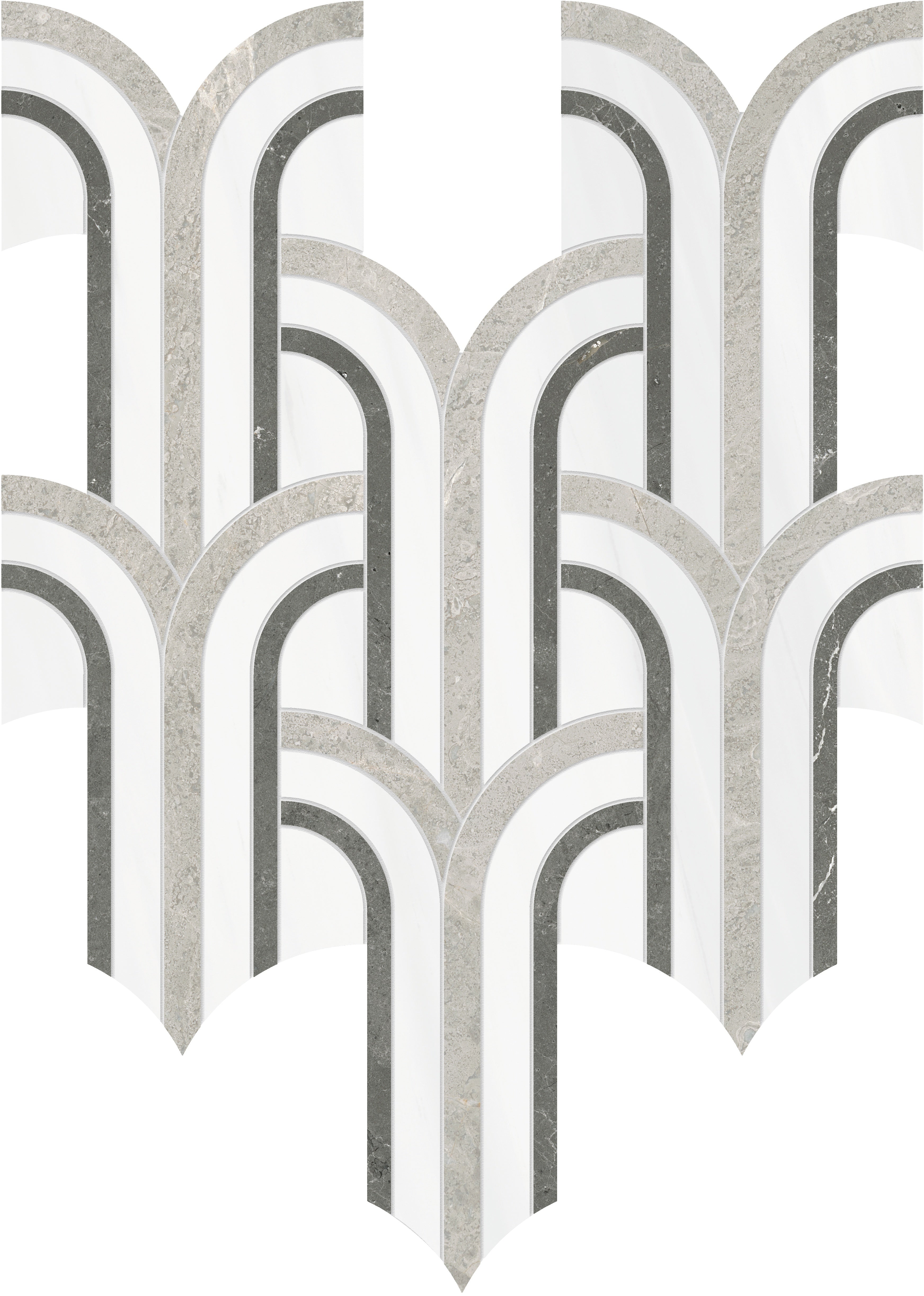 Utopio Mist mixed mosaic by Anatolia, top-down product view, 10 19/32"×11 15/16"×3/8" size. Turkish mixed for floors and walls.