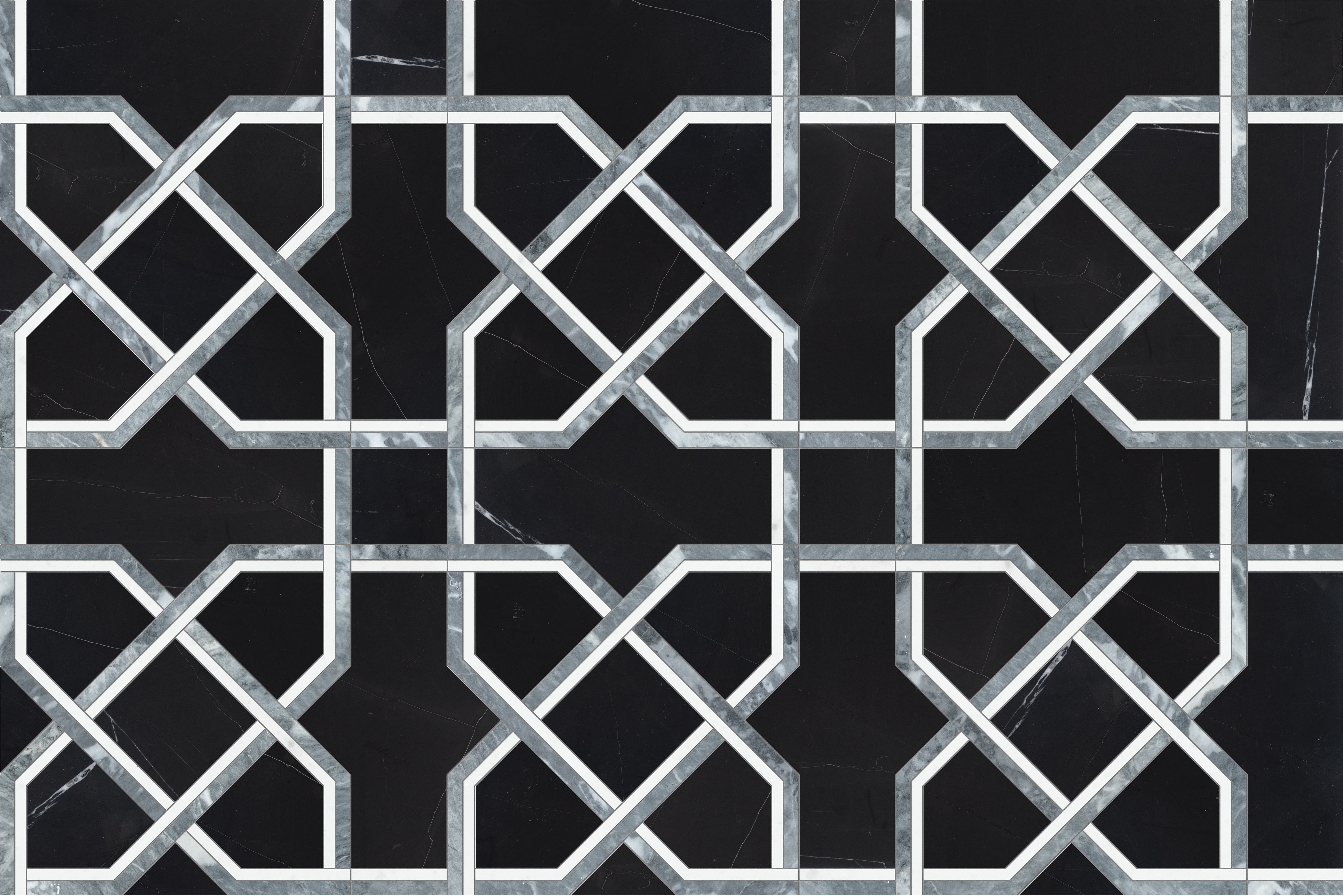 Utopio Monochromo mixed mosaic by Anatolia, top-down product view, 10 1/32"×10 1/32"×3/8" size. Turkish mixed for floors and walls.