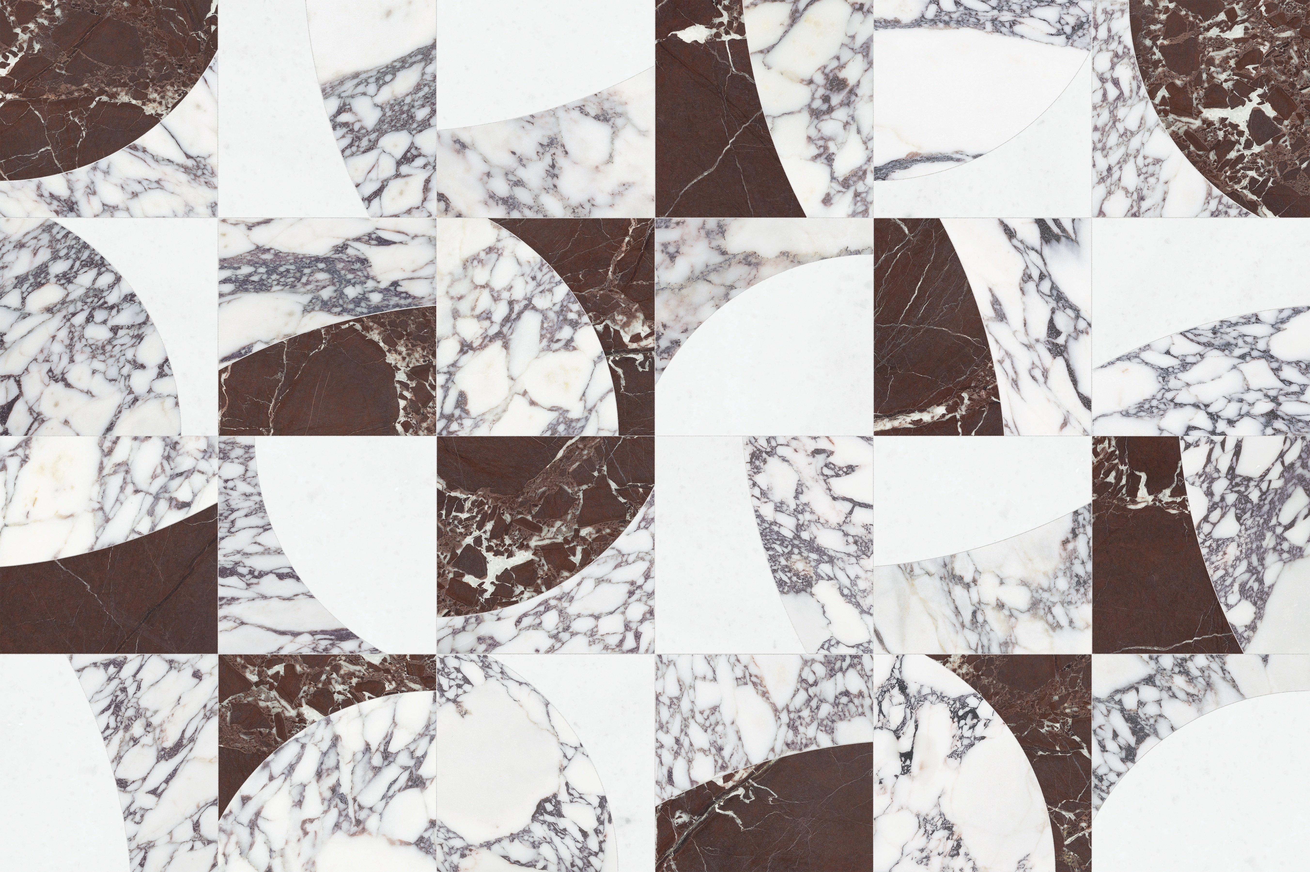 Utopio Orchid mixed mosaic by Anatolia, top-down product view, 12"×24 1/32"×3/8" size. Turkish mixed for floors and walls.