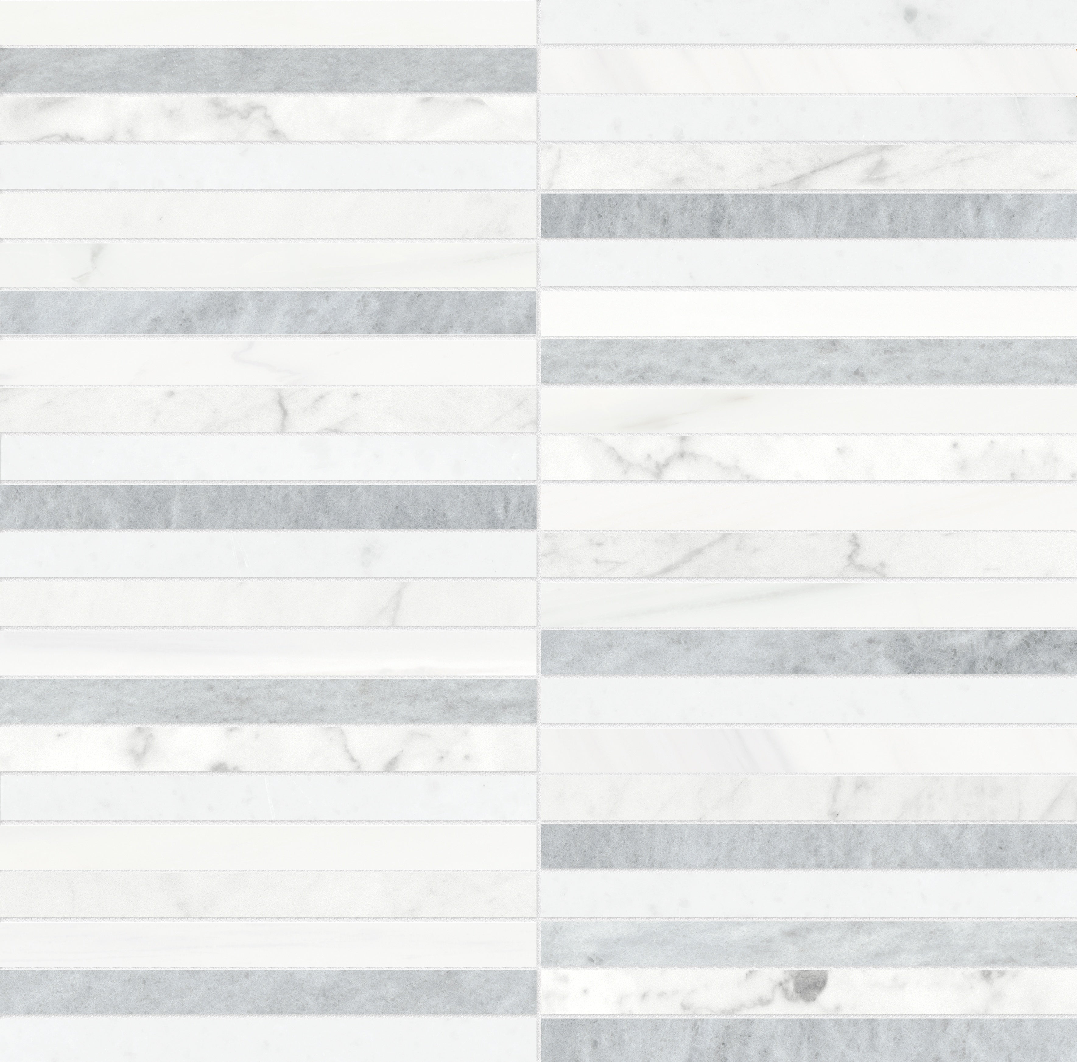Utopio Polar mixed mosaic by Anatolia, top-down product view, 11 21/32"×11 13/16"×3/8" size. Turkish mixed for floors and walls.