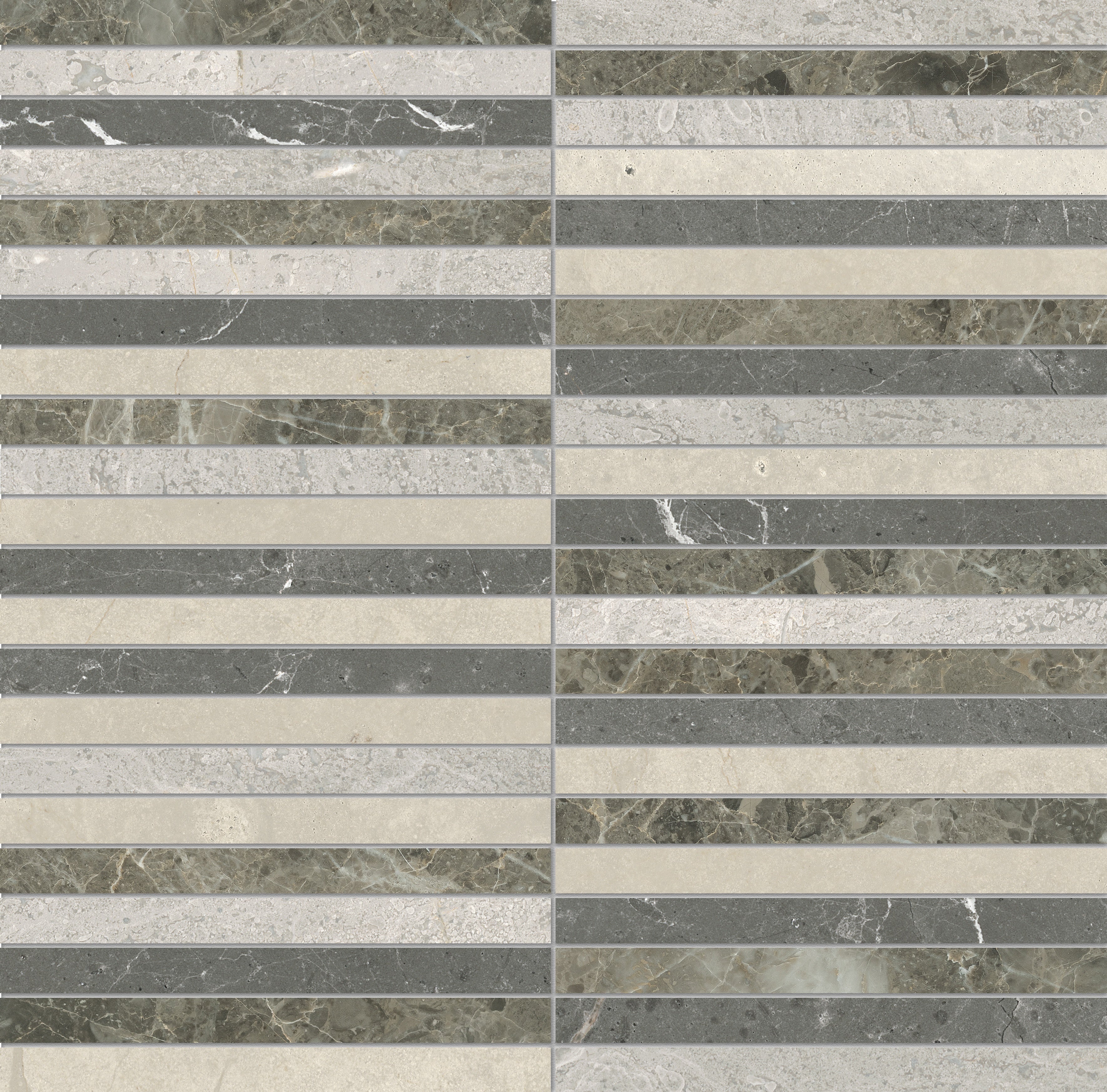 Utopio Terra mixed mosaic by Anatolia, top-down product view, 11 21/32"×11 13/16"×3/8" size. Turkish mixed for floors and walls.