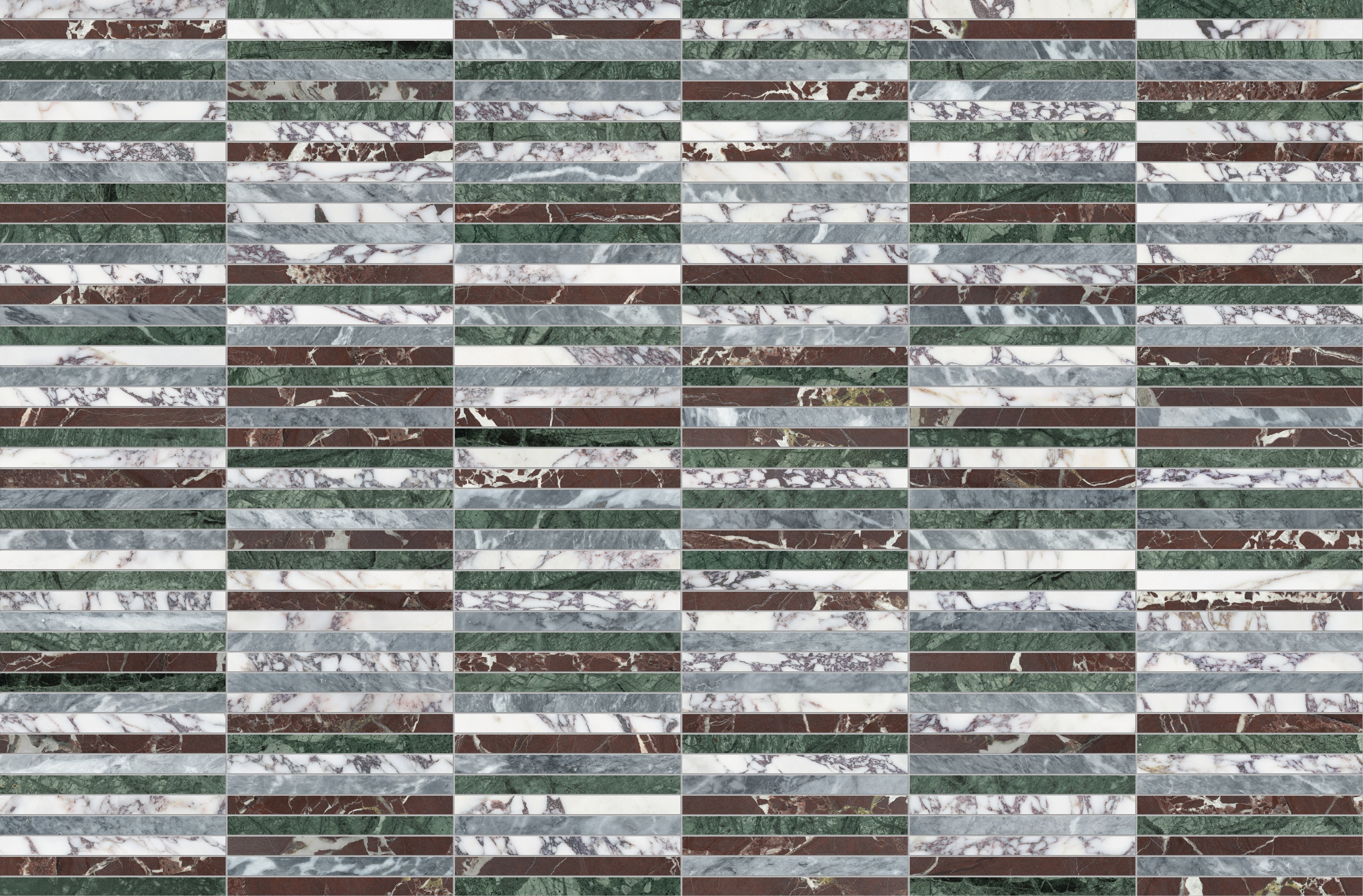 Utopio Tropic mixed mosaic by Anatolia, top-down product view, 11 21/32"×11 13/16"×3/8" size. Turkish mixed for floors and walls.