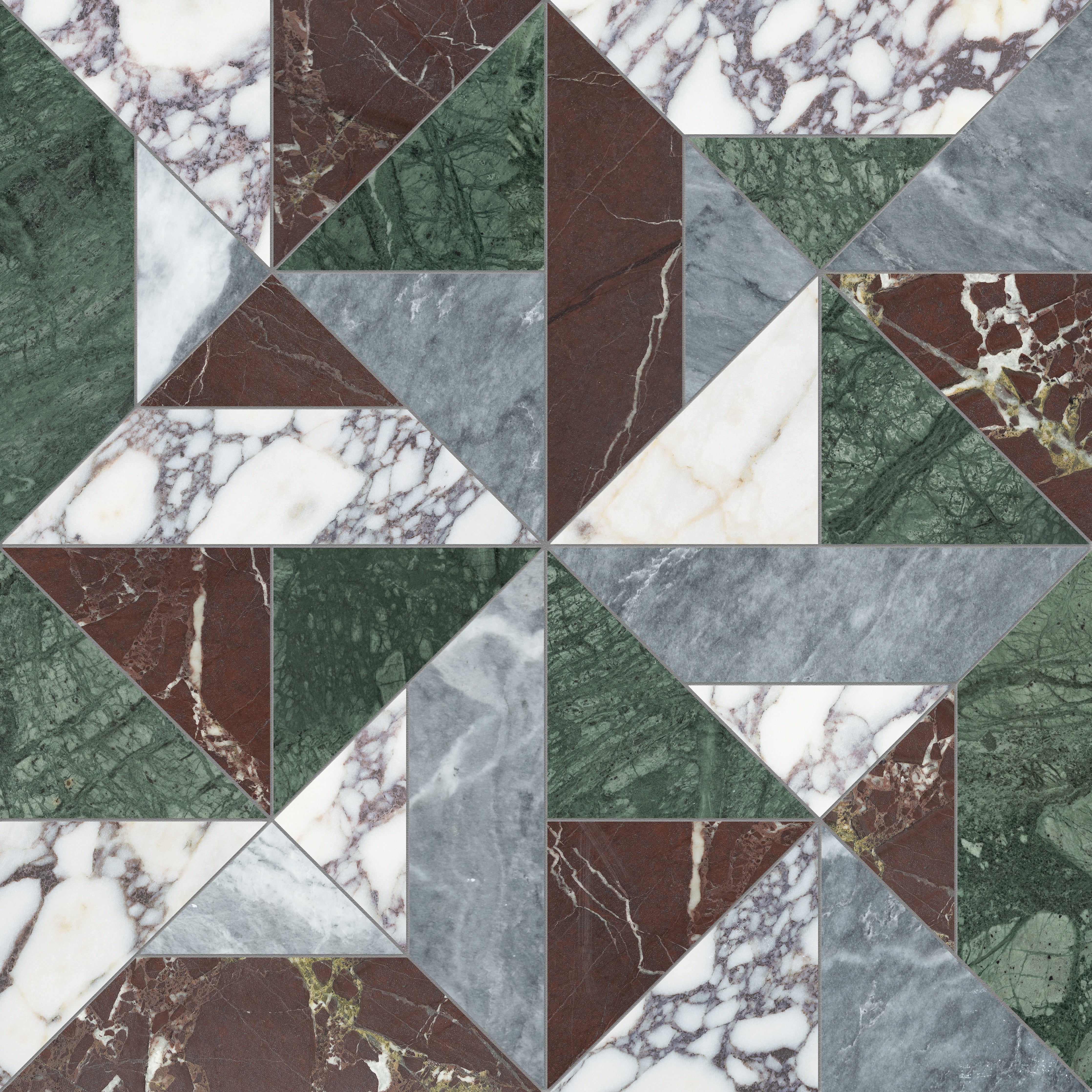 Utopio Tropic mixed mosaic by Anatolia, top-down product view, 15 3/4"×15 3/4"×3/8" size. Turkish mixed for floors and walls.