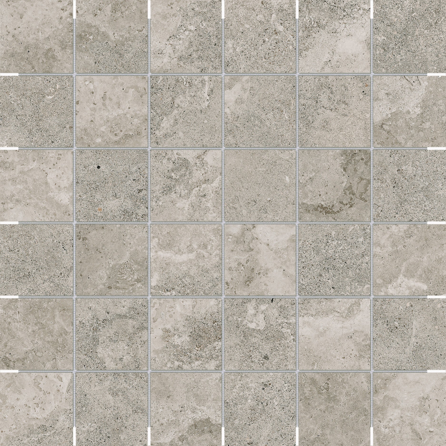Veneta Stormio porcelain mosaic by Anatolia, top-down product view, 11 25/32"×11 25/32"×11/32" size. Turkish porcelain for floors and walls.