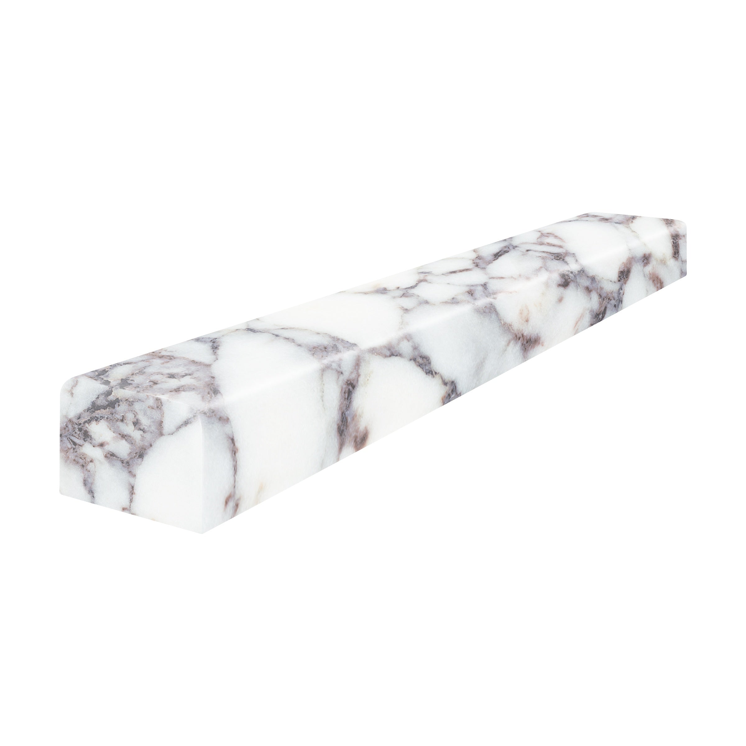 Viola Roccia marble trim by Anatolia, top-down product view, 1 1/4"×12"×7/8" size. Turkish marble for floors and walls.