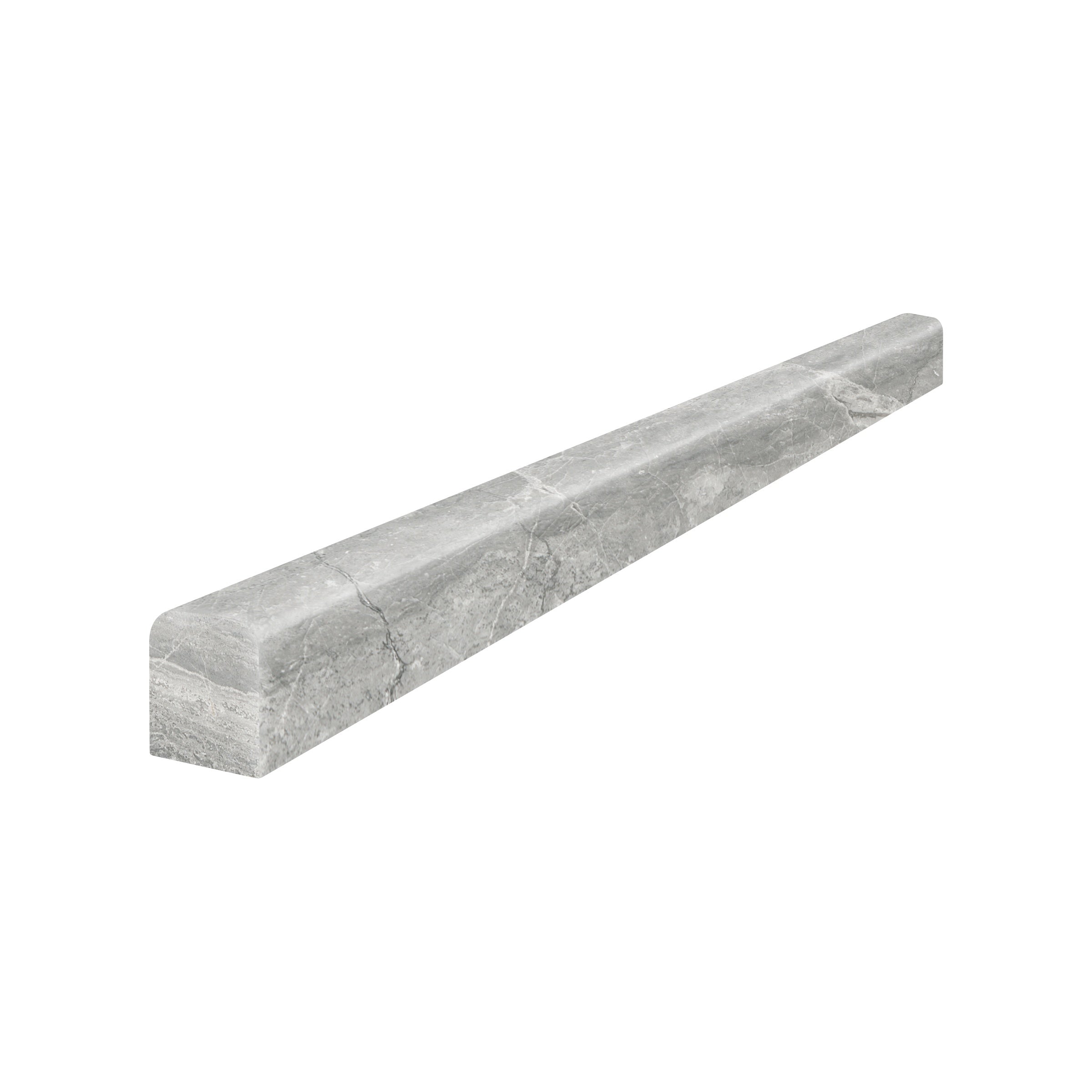 Volcana Notte marble trim by Anatolia, top-down product view, 1/2"×12"×5/8" size. Turkish marble for floors and walls.