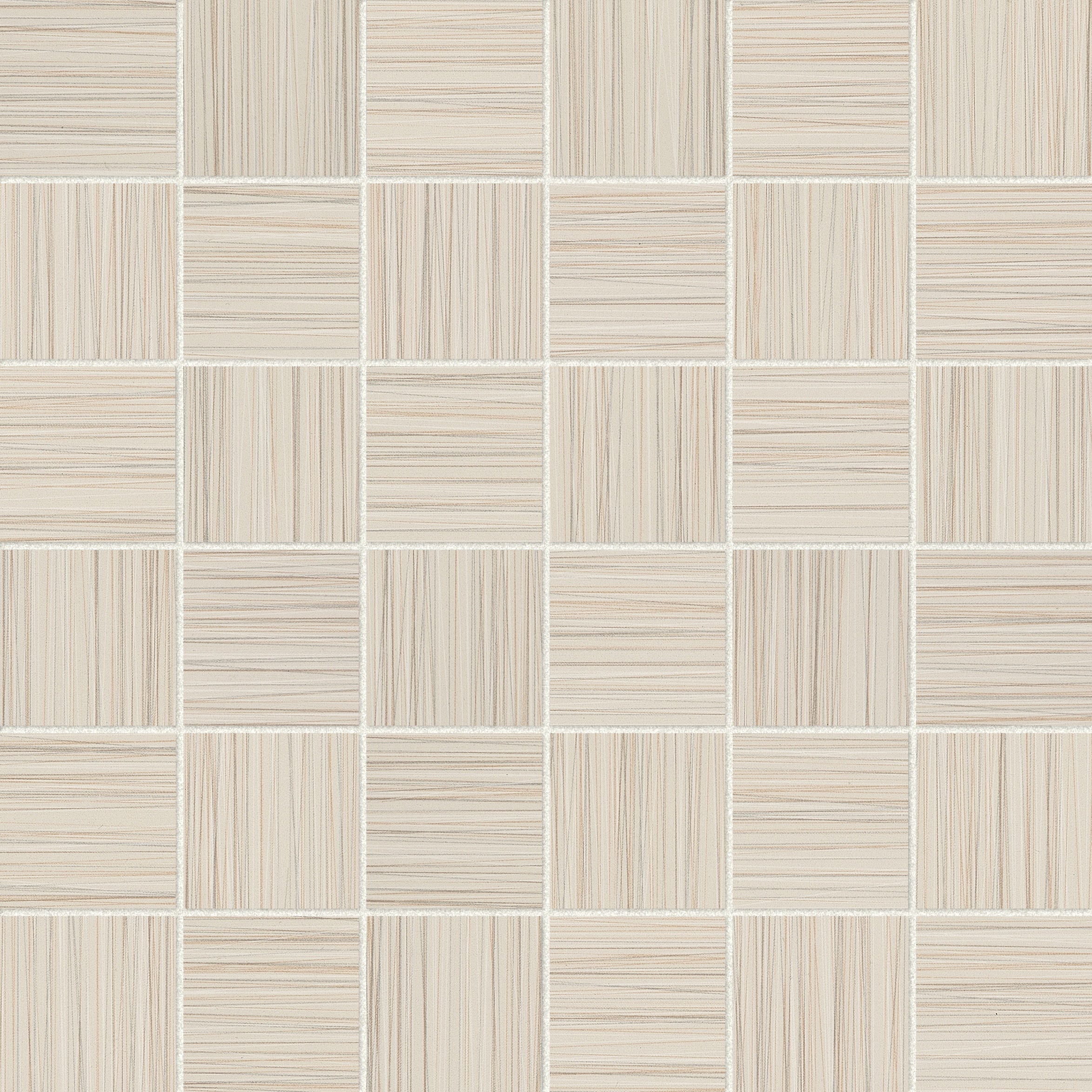 Zera Annex Oyster porcelain mosaic by Anatolia, top-down product view, 11 23/32"×11 23/32"×11/32" size. Malaysian porcelain for floors and walls.