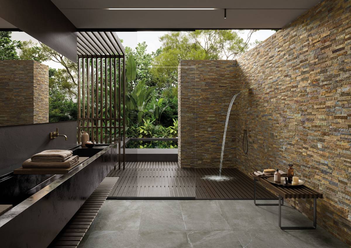VENEER WORLD PRO LEDGESTONE CANYON Summer porcelain trim, product image 2, 5 3/4"×24"×11/32" size. Premium porcelain for floors and walls.